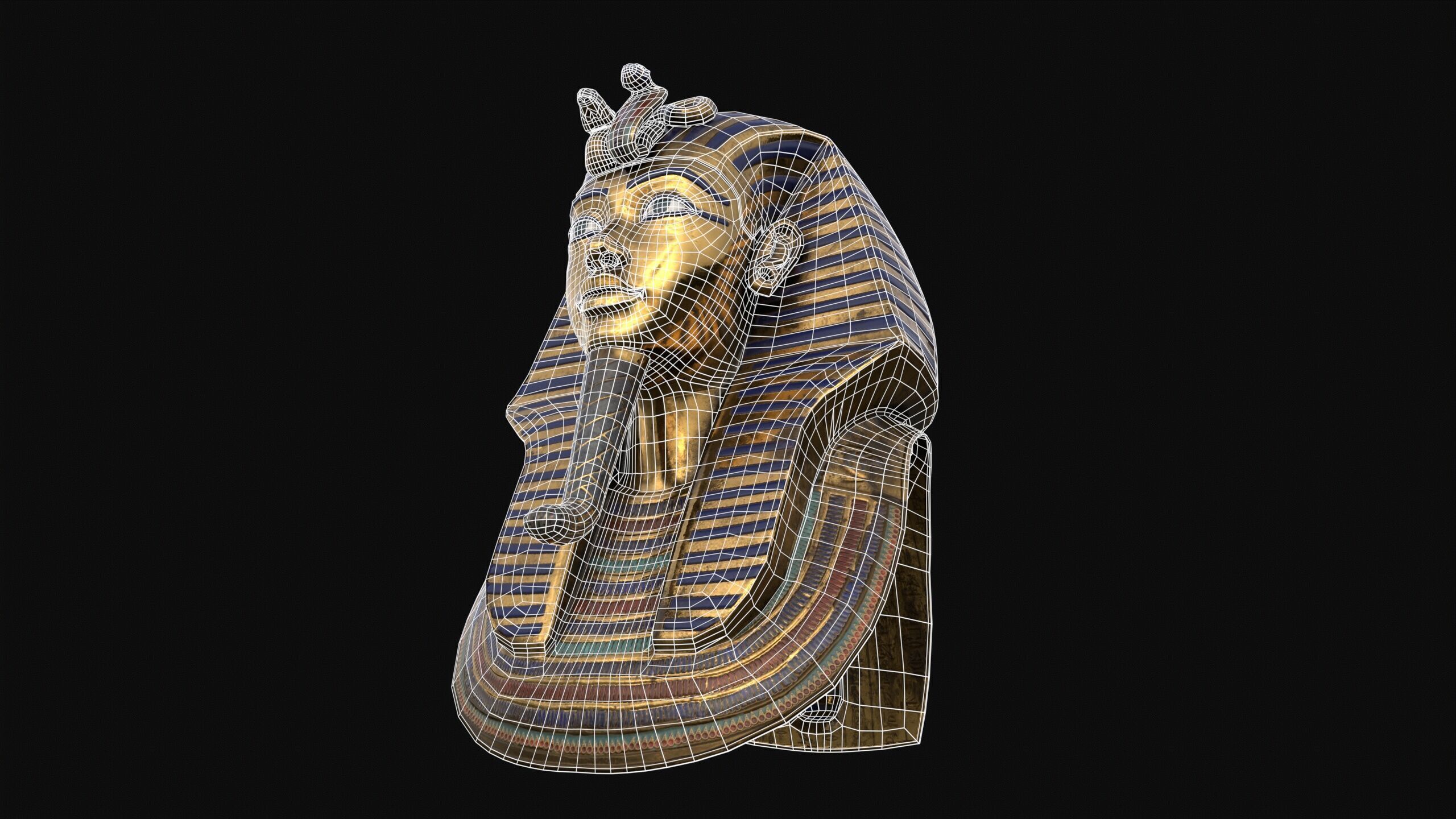 Egyptian Tutankhamun Mask Low-poly 3D model_13