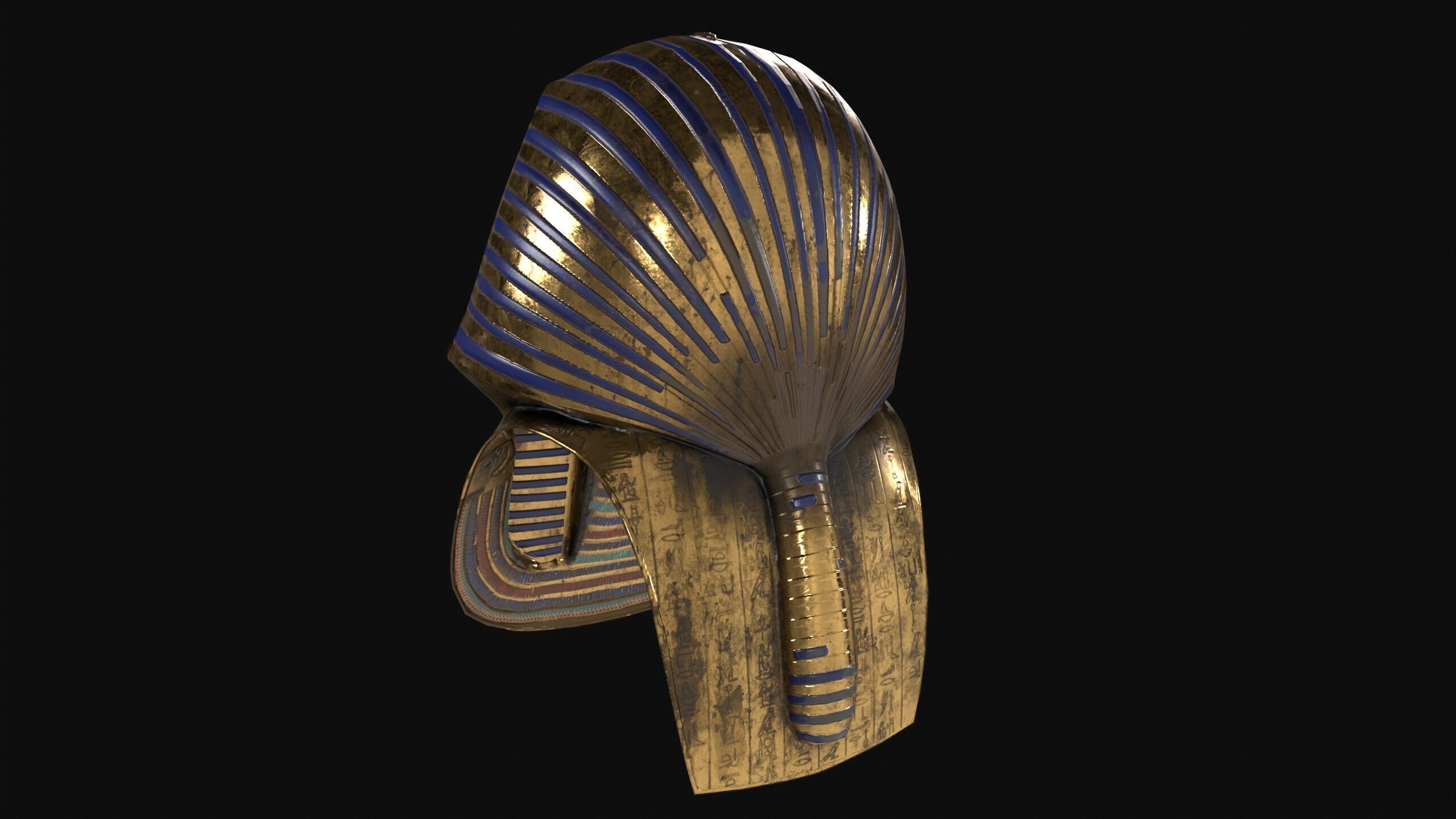 Egyptian Tutankhamun Mask Low-poly 3D model_8