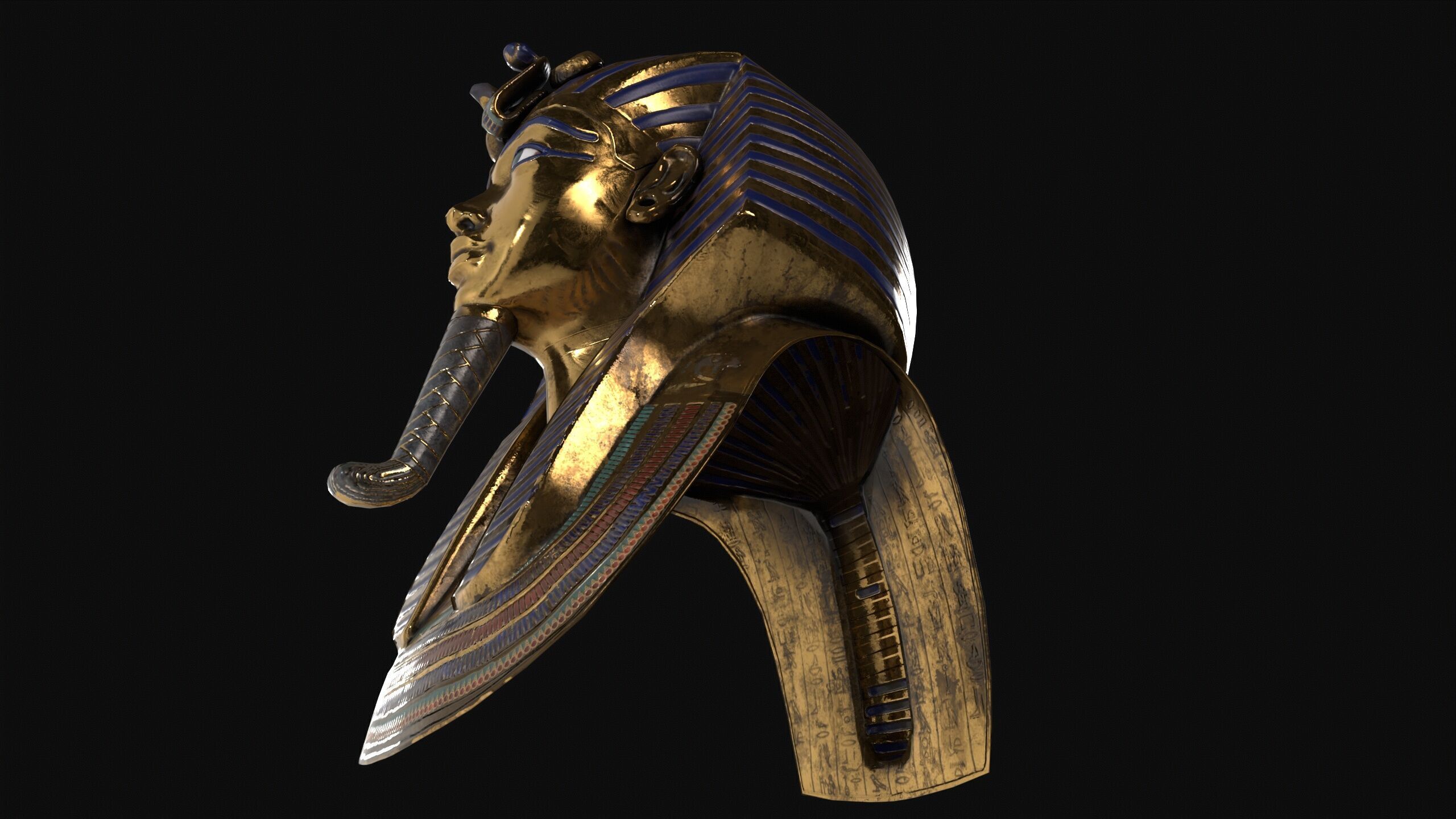 Egyptian Tutankhamun Mask Low-poly 3D model_9