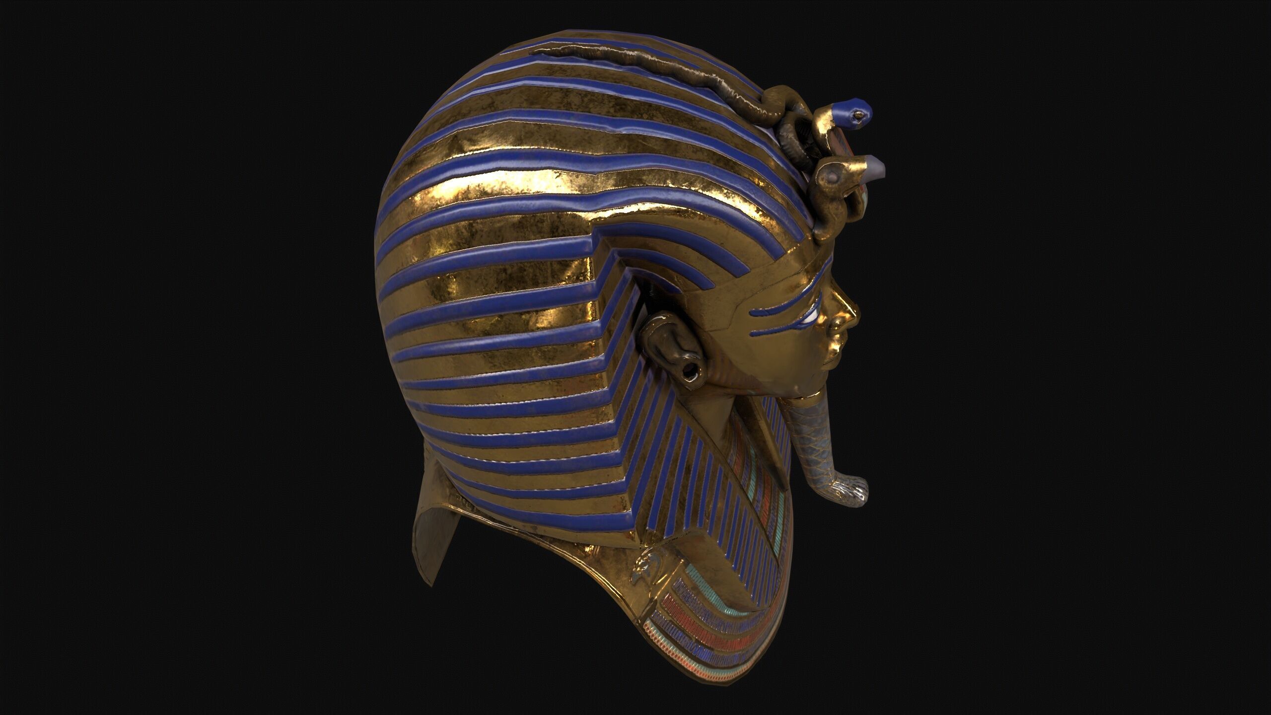 Egyptian Tutankhamun Mask Low-poly 3D model_6