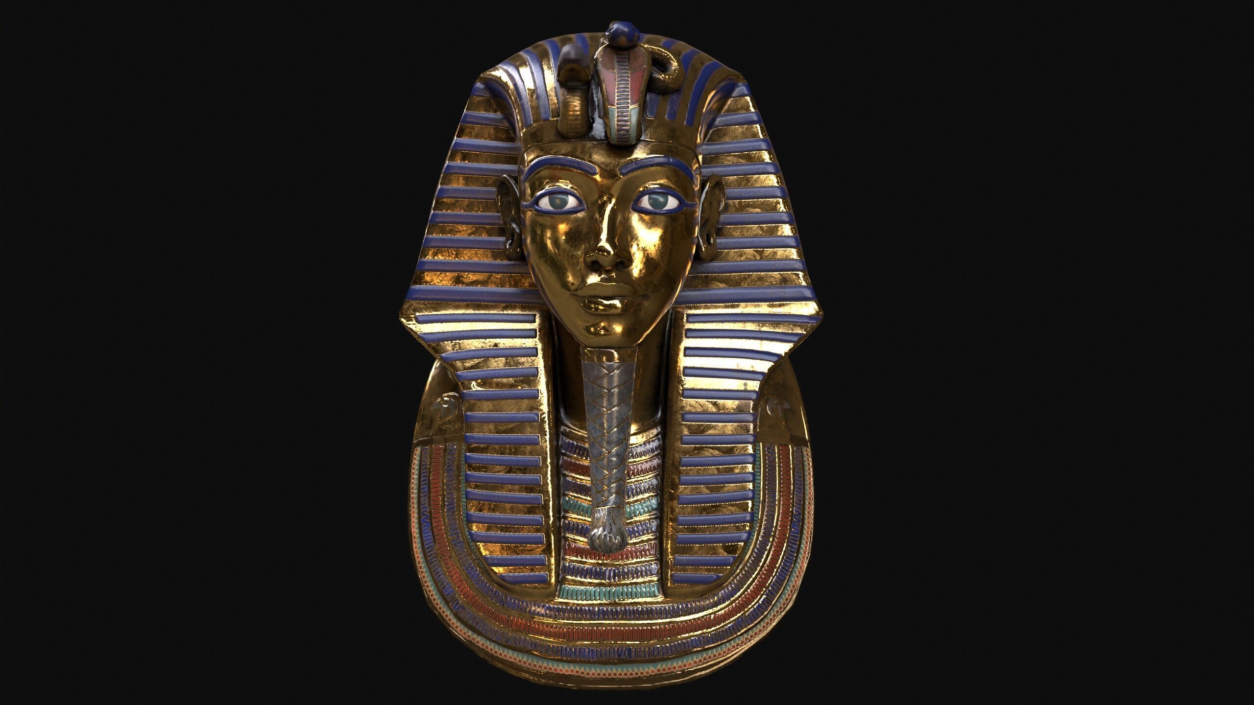 Egyptian Tutankhamun Mask Low-poly 3D model_3