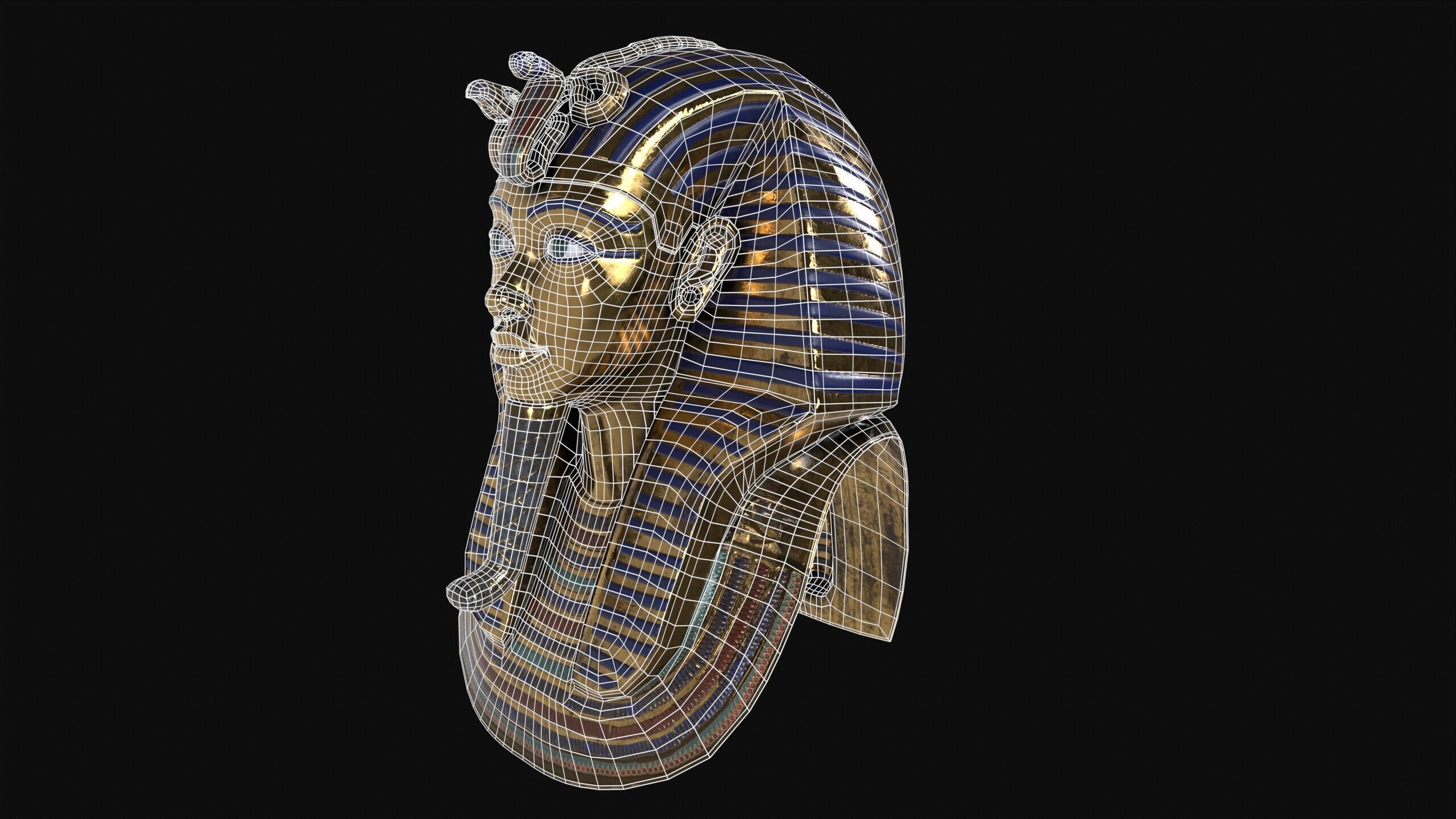 Egyptian Tutankhamun Mask Low-poly 3D model_16