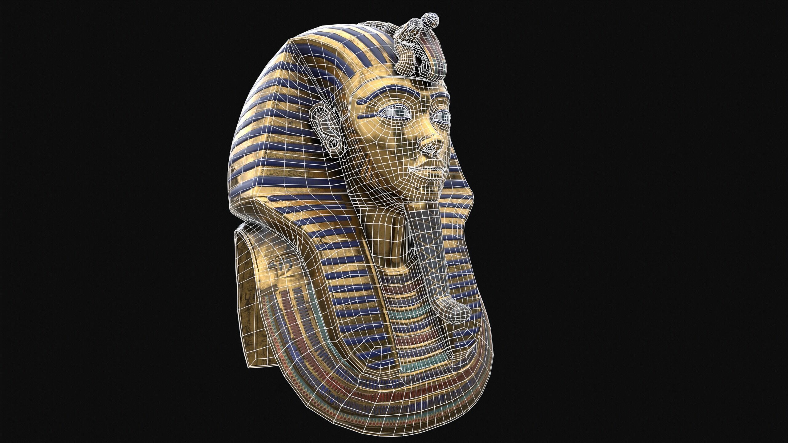 Egyptian Tutankhamun Mask Low-poly 3D model_19
