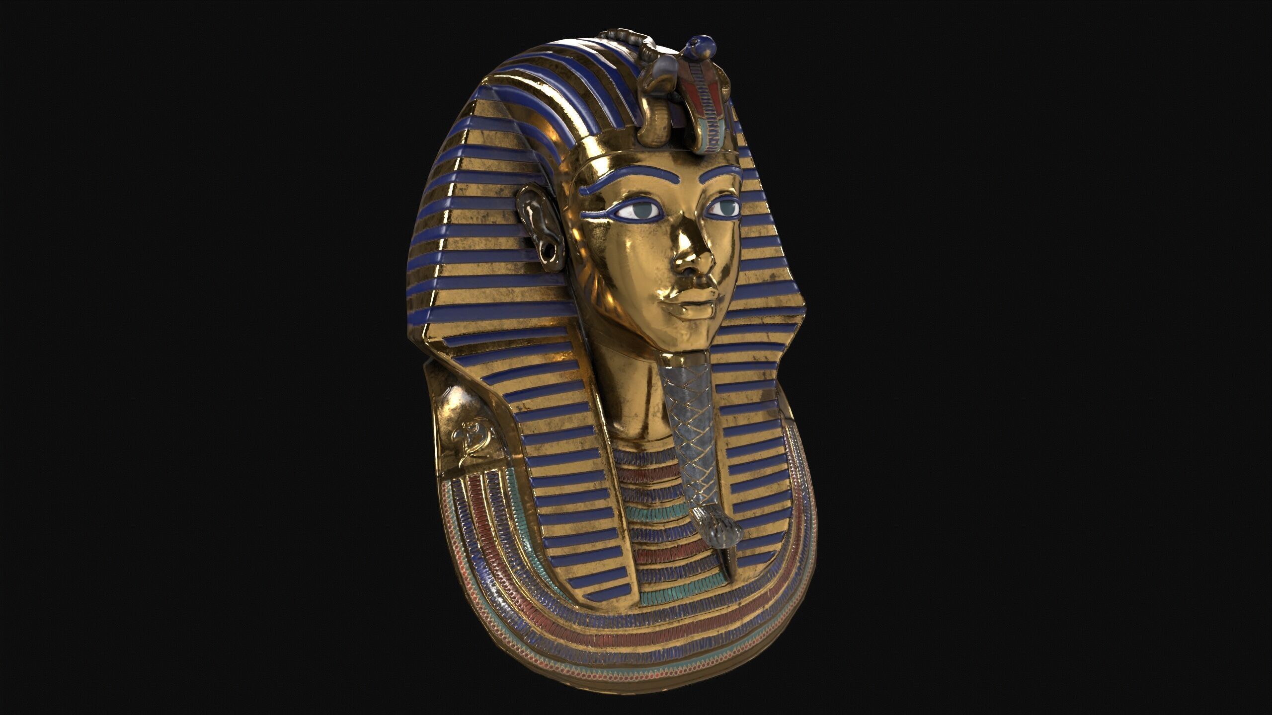 Egyptian Tutankhamun Mask Low-poly 3D model_7