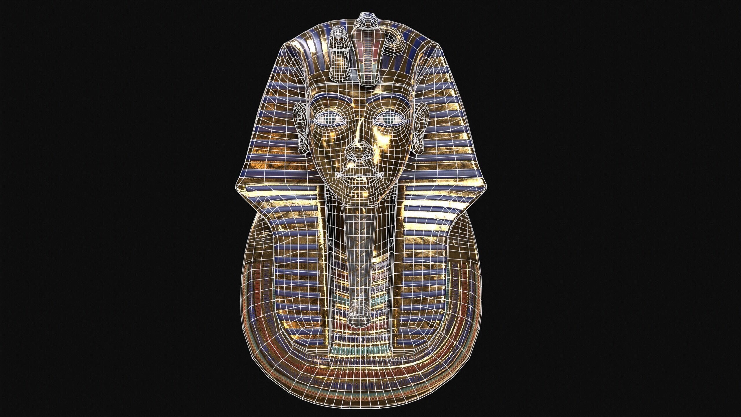 Egyptian Tutankhamun Mask Low-poly 3D model_20
