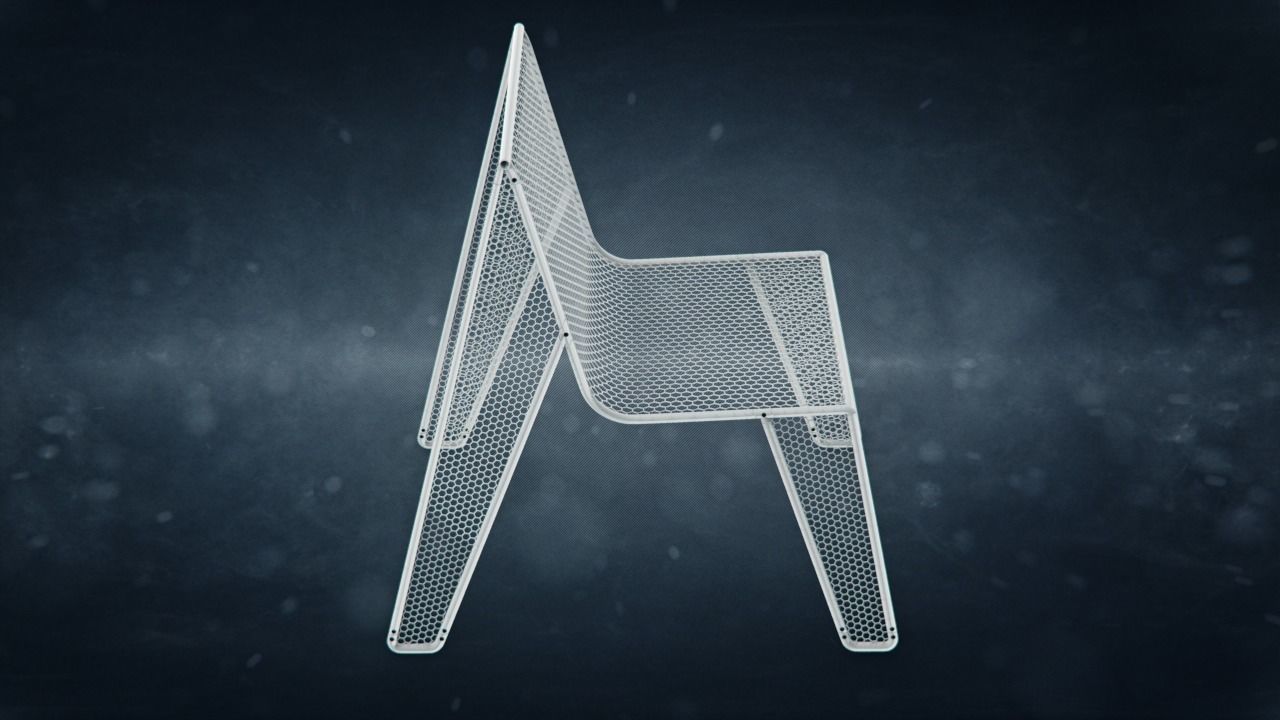 Hexagonal Grid Chair Low-poly 3D model_1