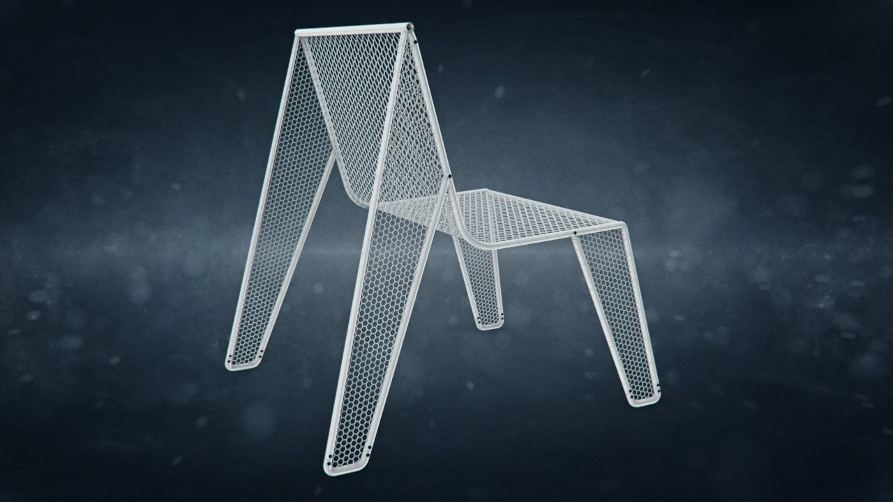 Hexagonal Grid Chair Low-poly 3D model_2