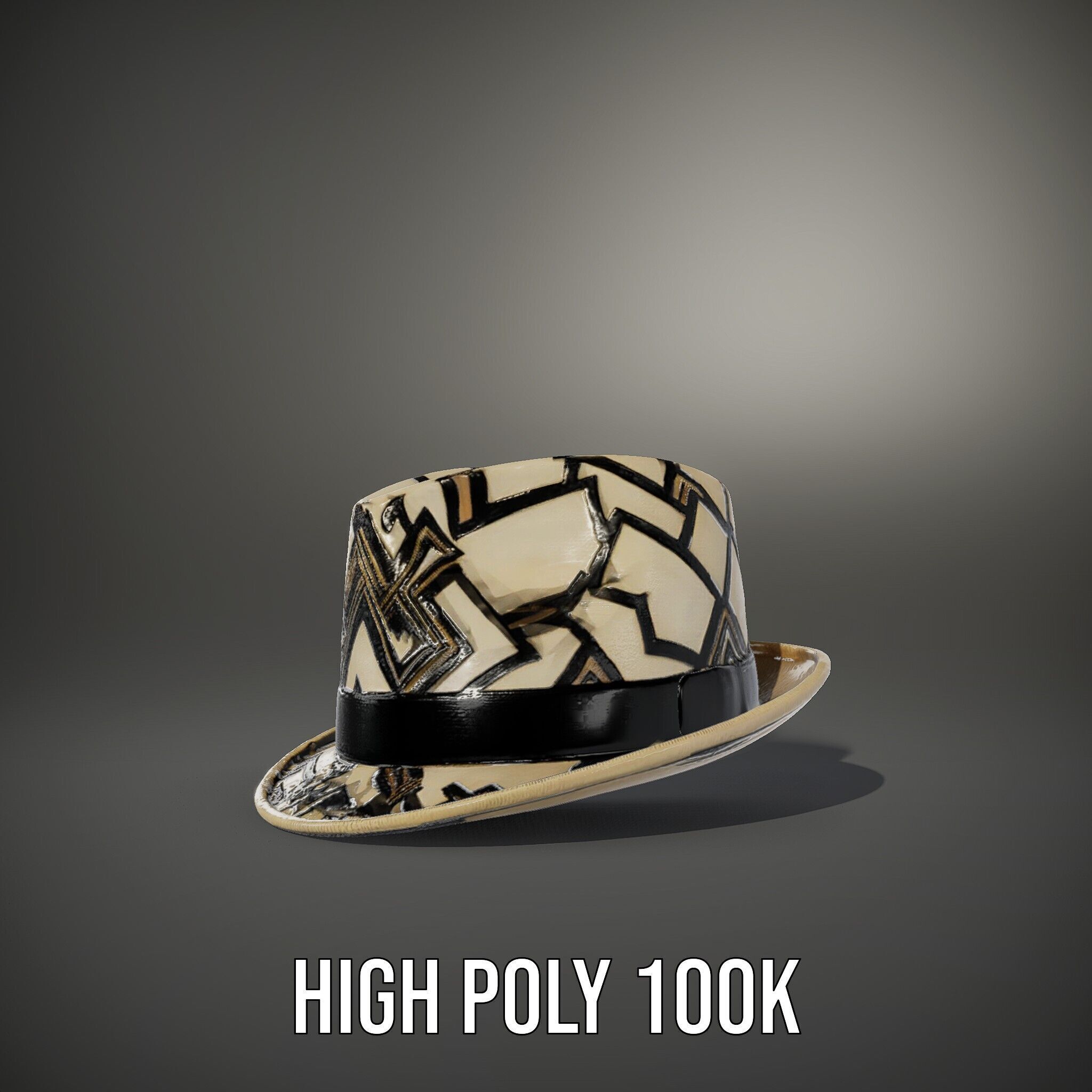 Geometric Pattern Fedora Hat Model Pack Low-poly 3D model_14