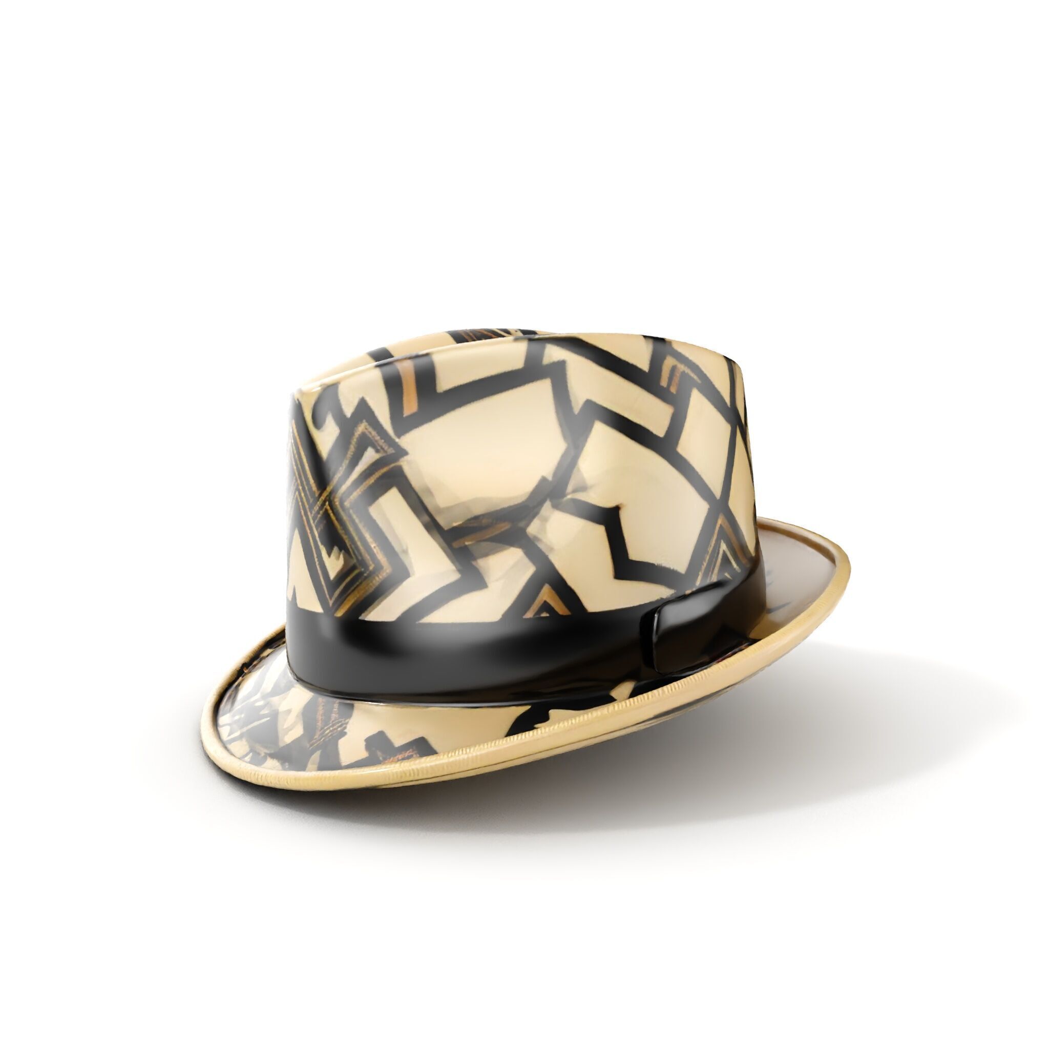 Geometric Pattern Fedora Hat Model Pack Low-poly 3D model_9