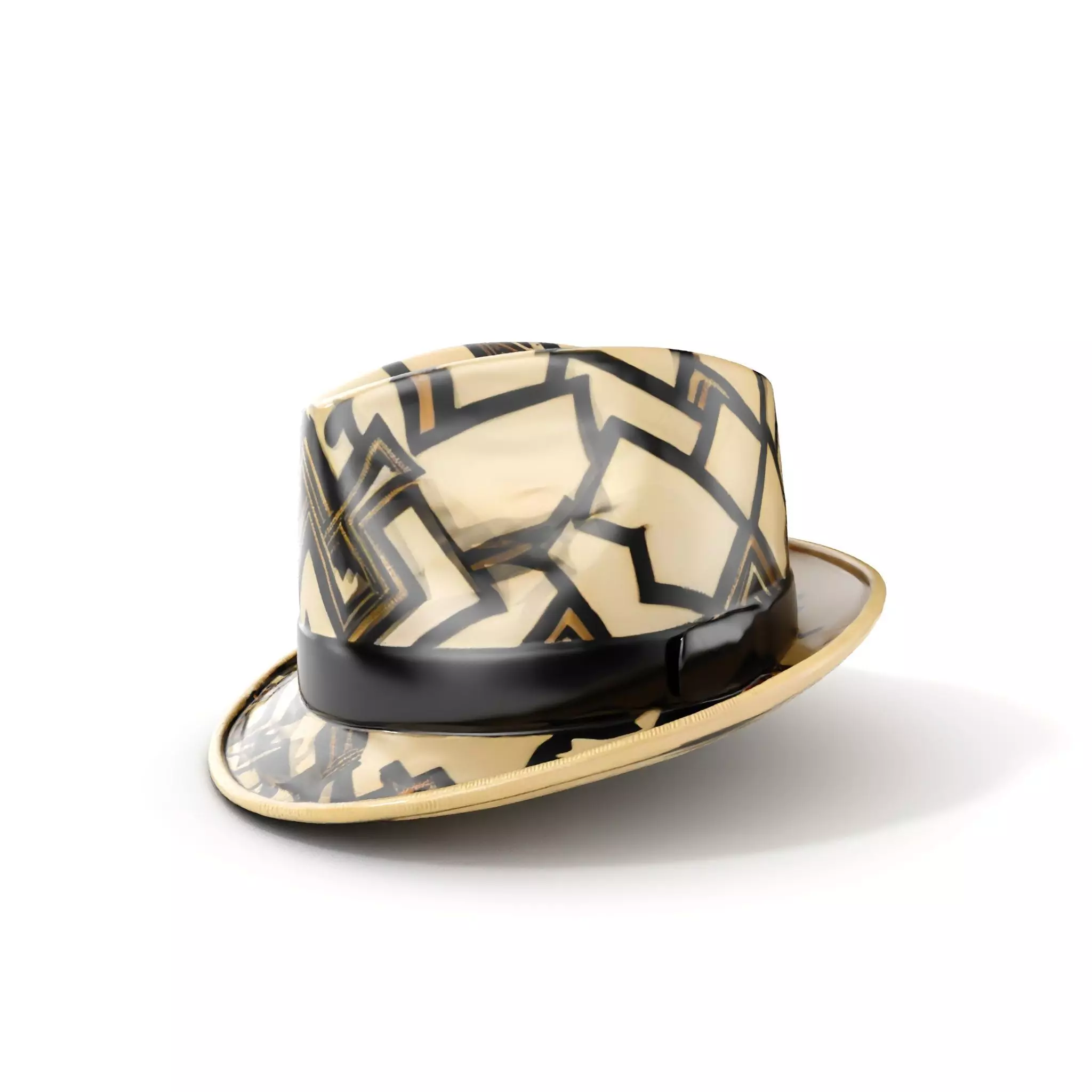 Geometric Pattern Fedora Hat Model Pack Low-poly 3D model_0