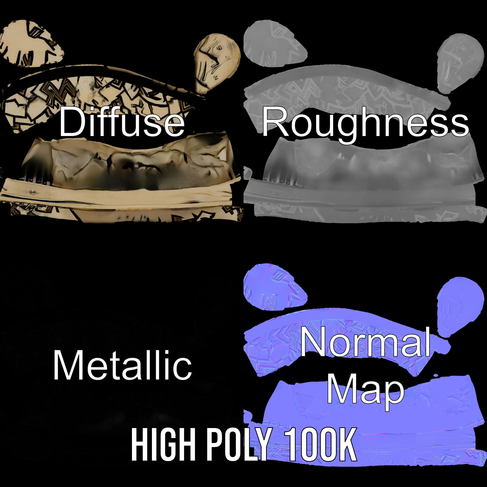 Geometric Pattern Fedora Hat Model Pack Low-poly 3D model_3