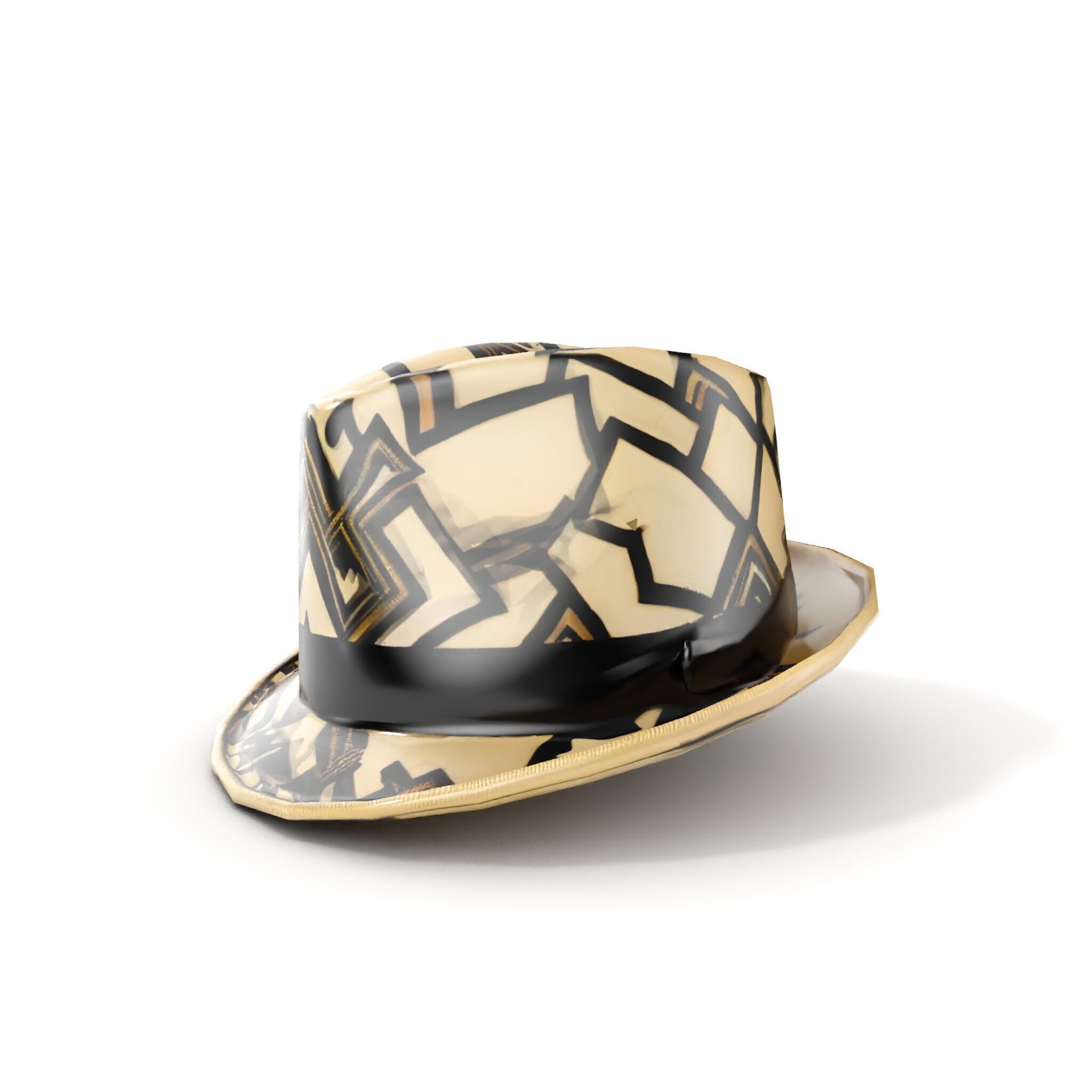 Geometric Pattern Fedora Hat Model Pack Low-poly 3D model_10
