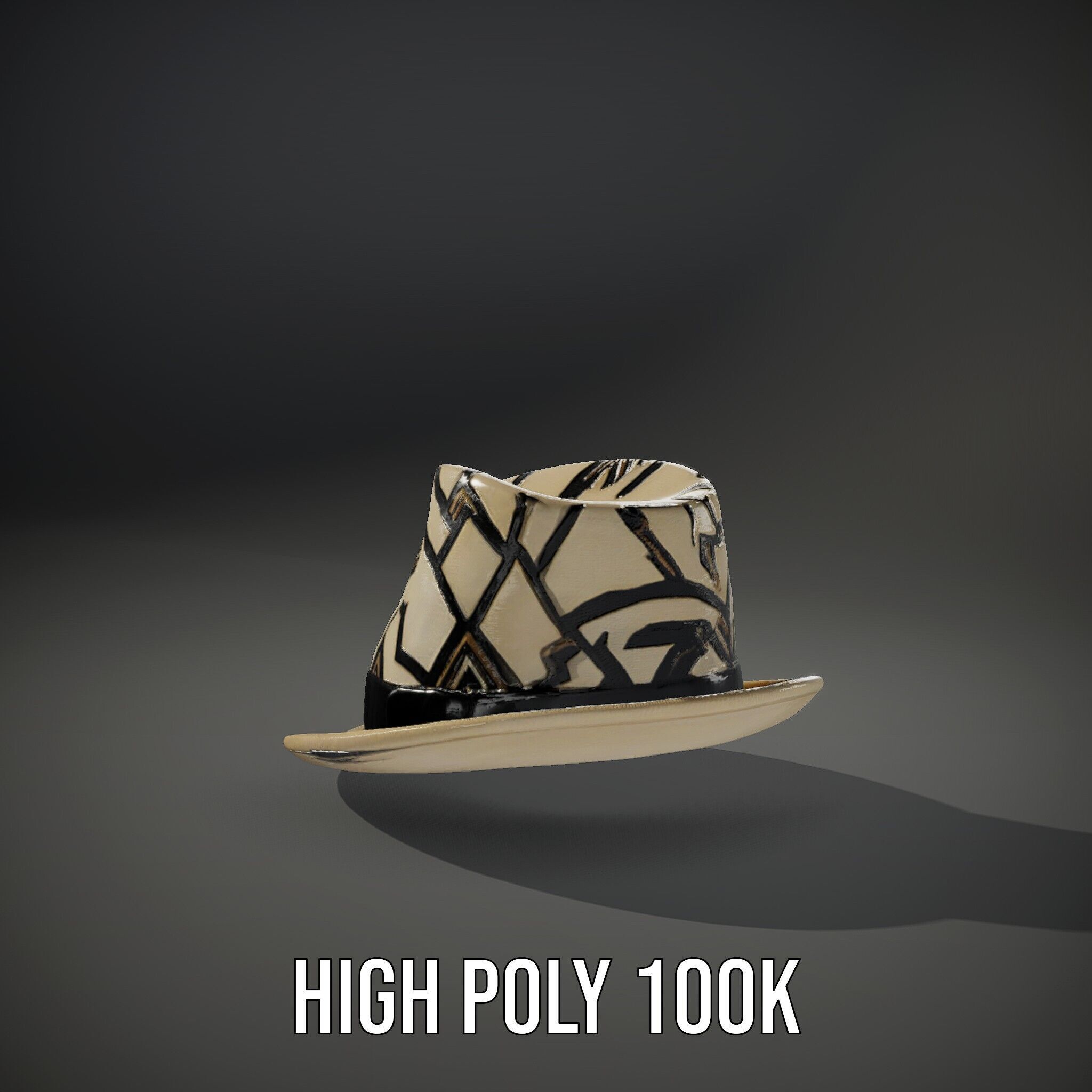 Geometric Pattern Fedora Hat Model Pack Low-poly 3D model_8