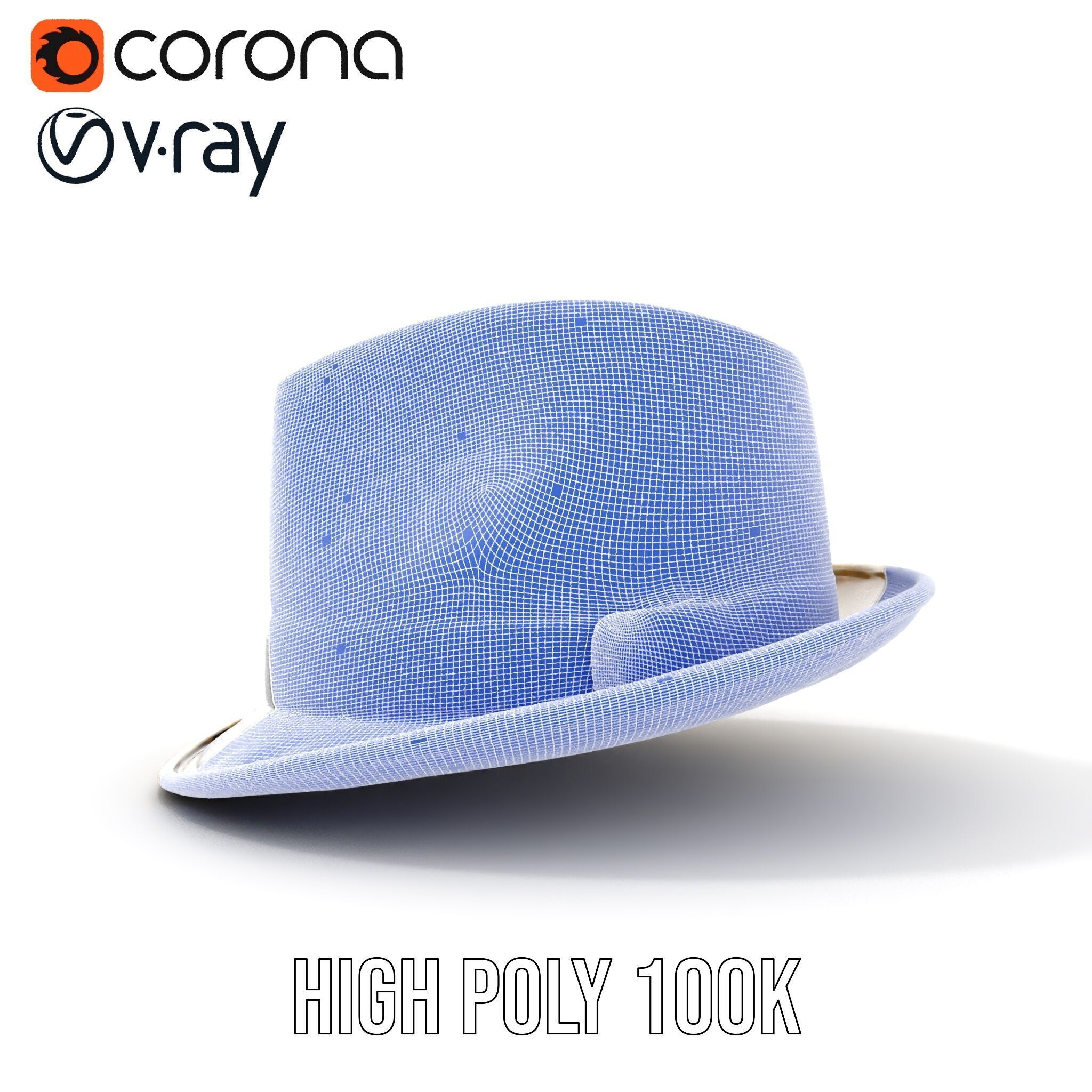 Geometric Pattern Fedora Hat Model Pack Low-poly 3D model_37