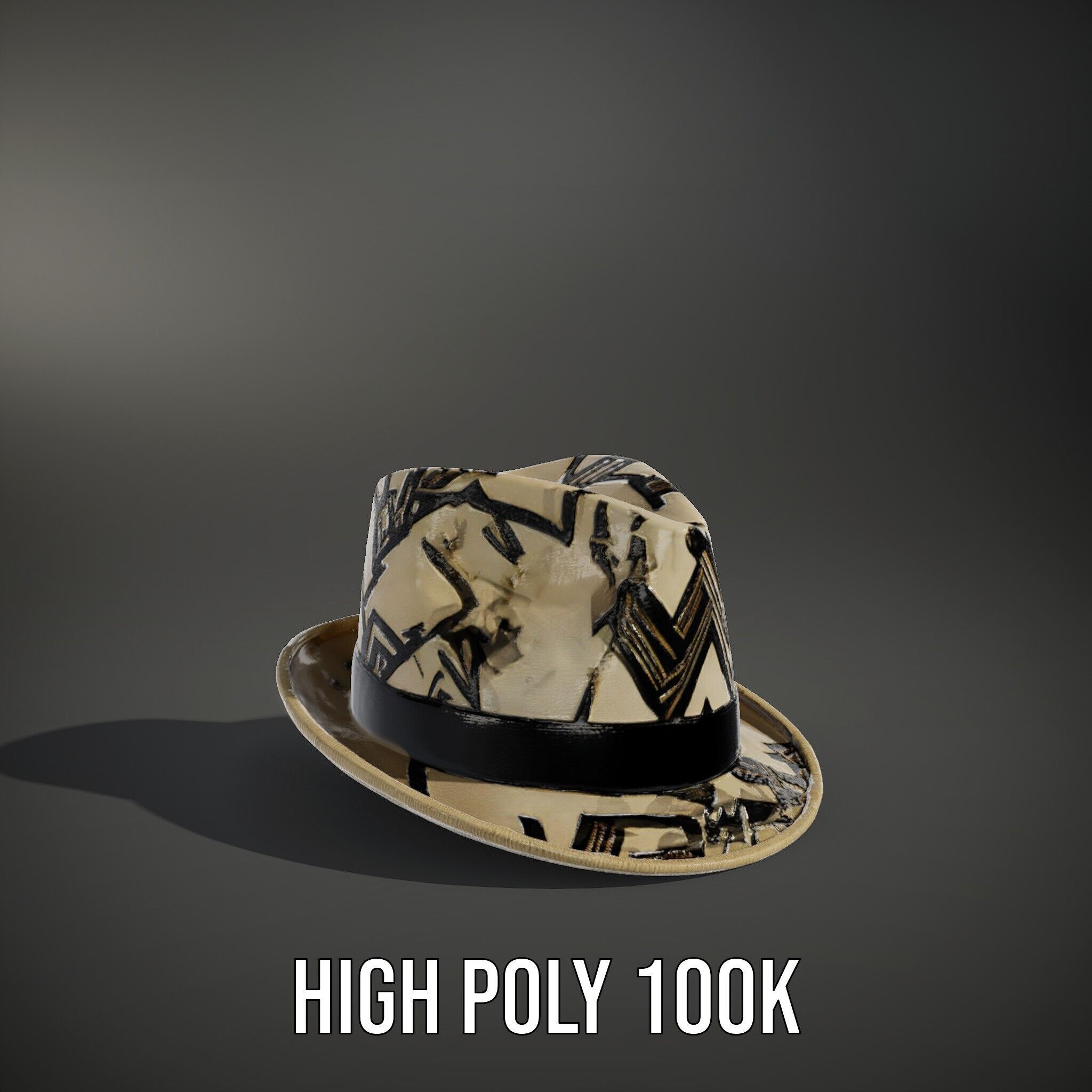 Geometric Pattern Fedora Hat Model Pack Low-poly 3D model_11