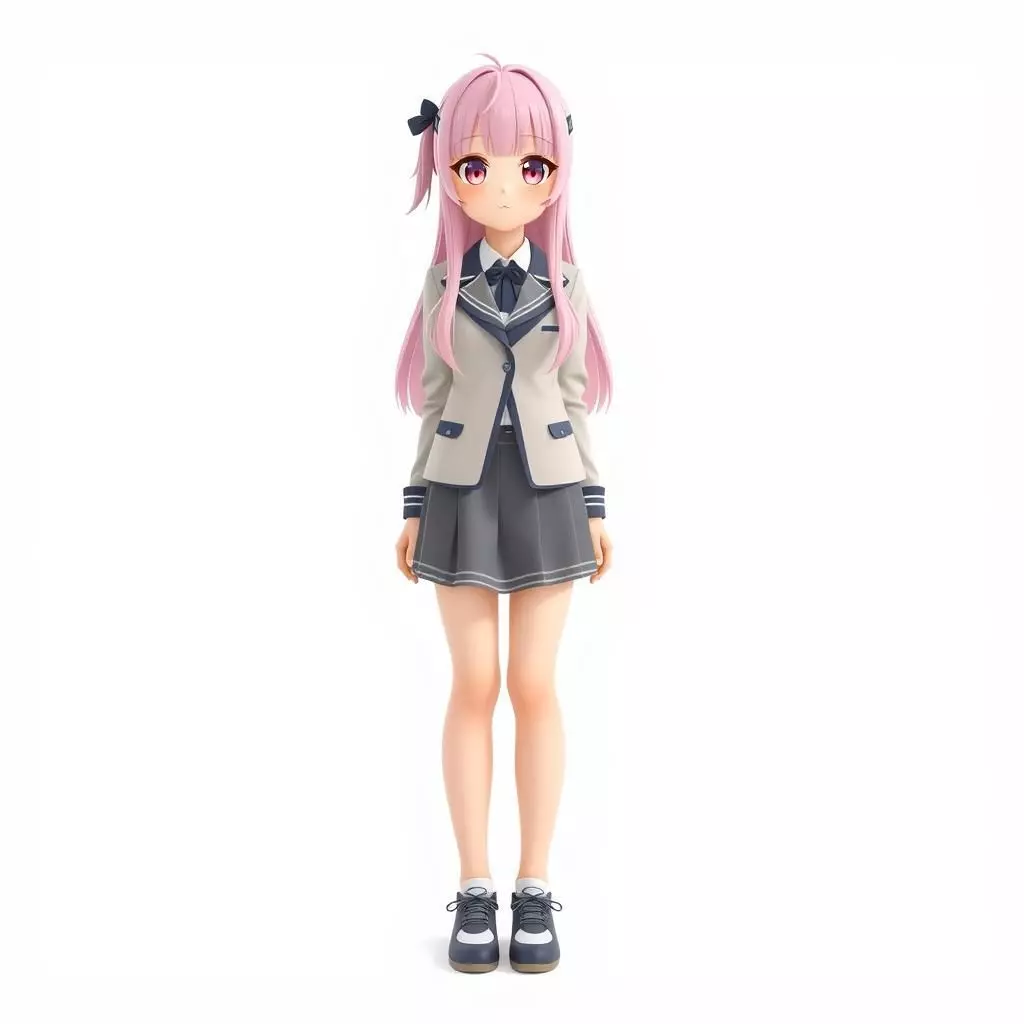 anime schoolgirl in uniform 3D print model