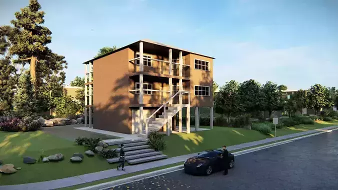 Casa Scene-villa-modern house 3D model