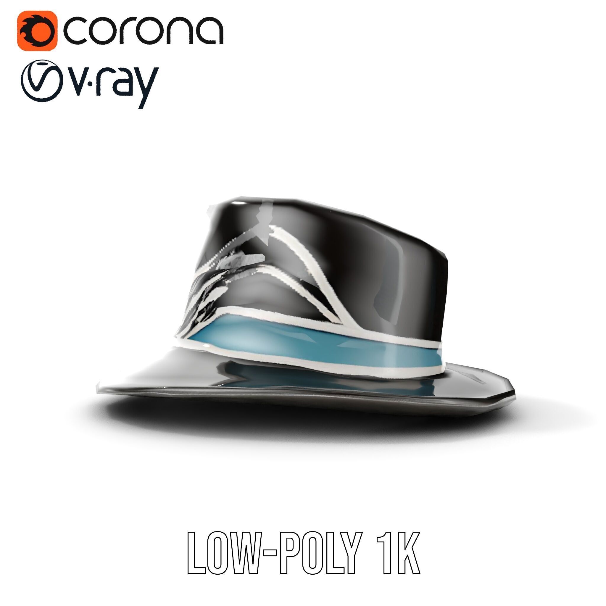 Elegant Fedora Hat Model Pack Low-poly 3D model_10