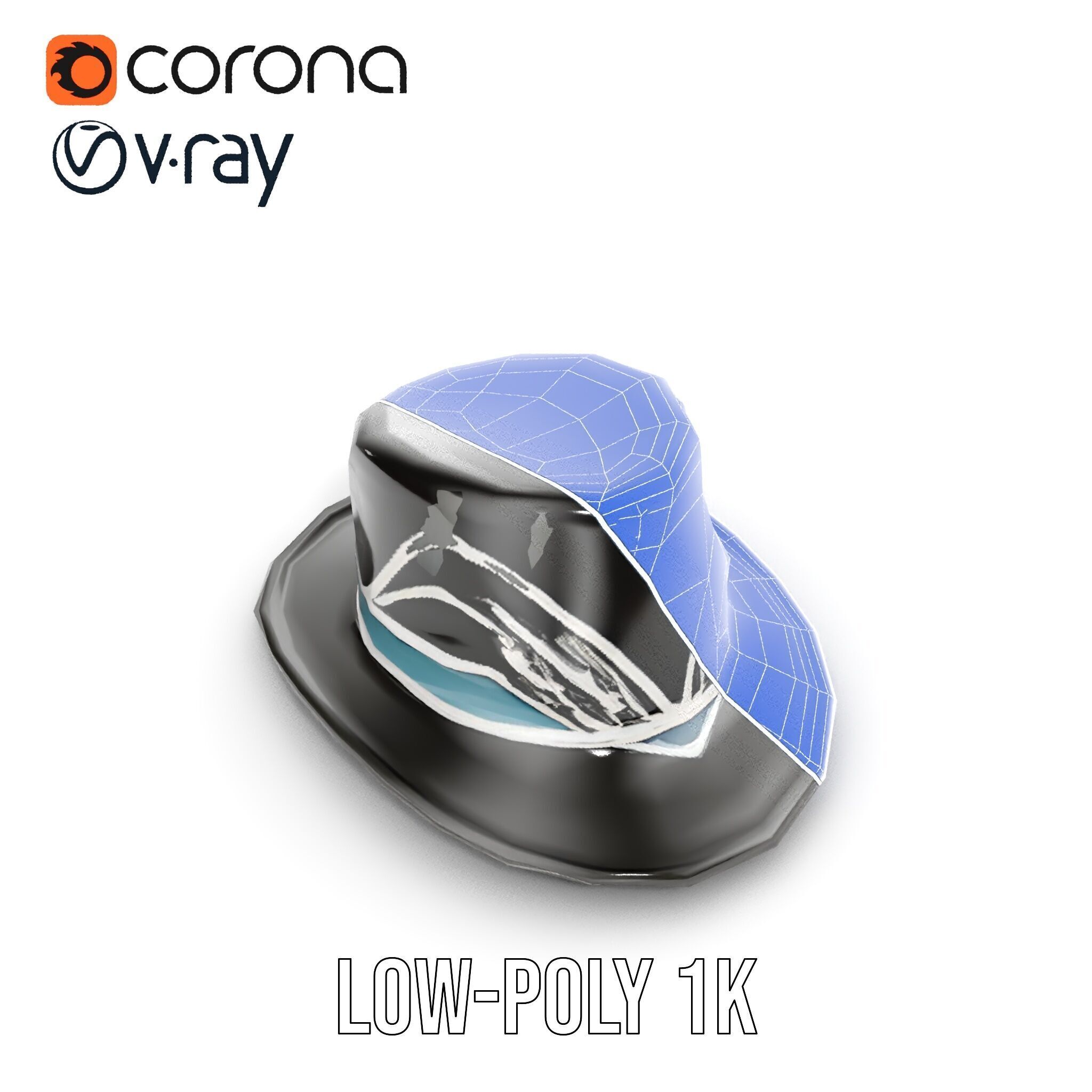 Elegant Fedora Hat Model Pack Low-poly 3D model_16