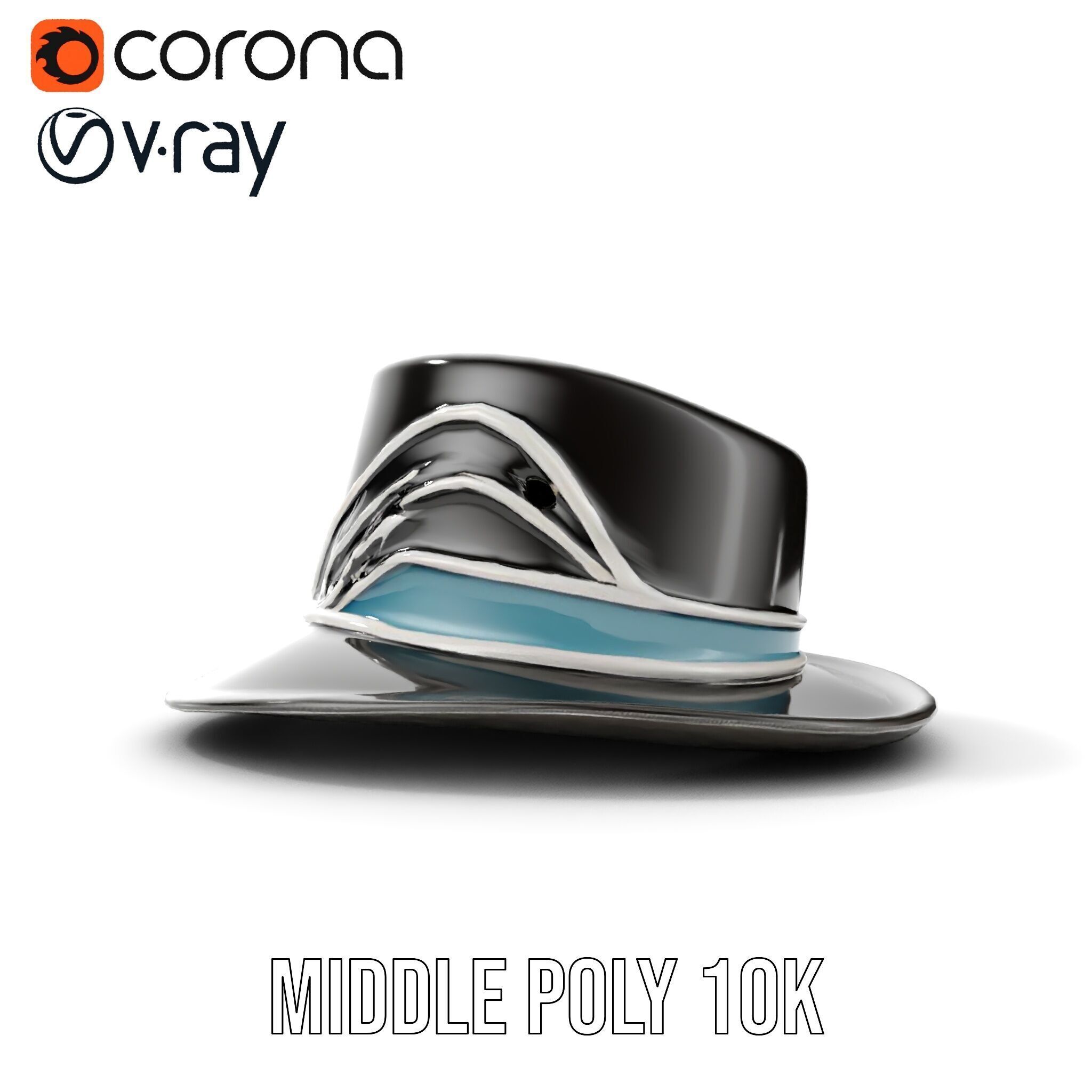 Elegant Fedora Hat Model Pack Low-poly 3D model_6