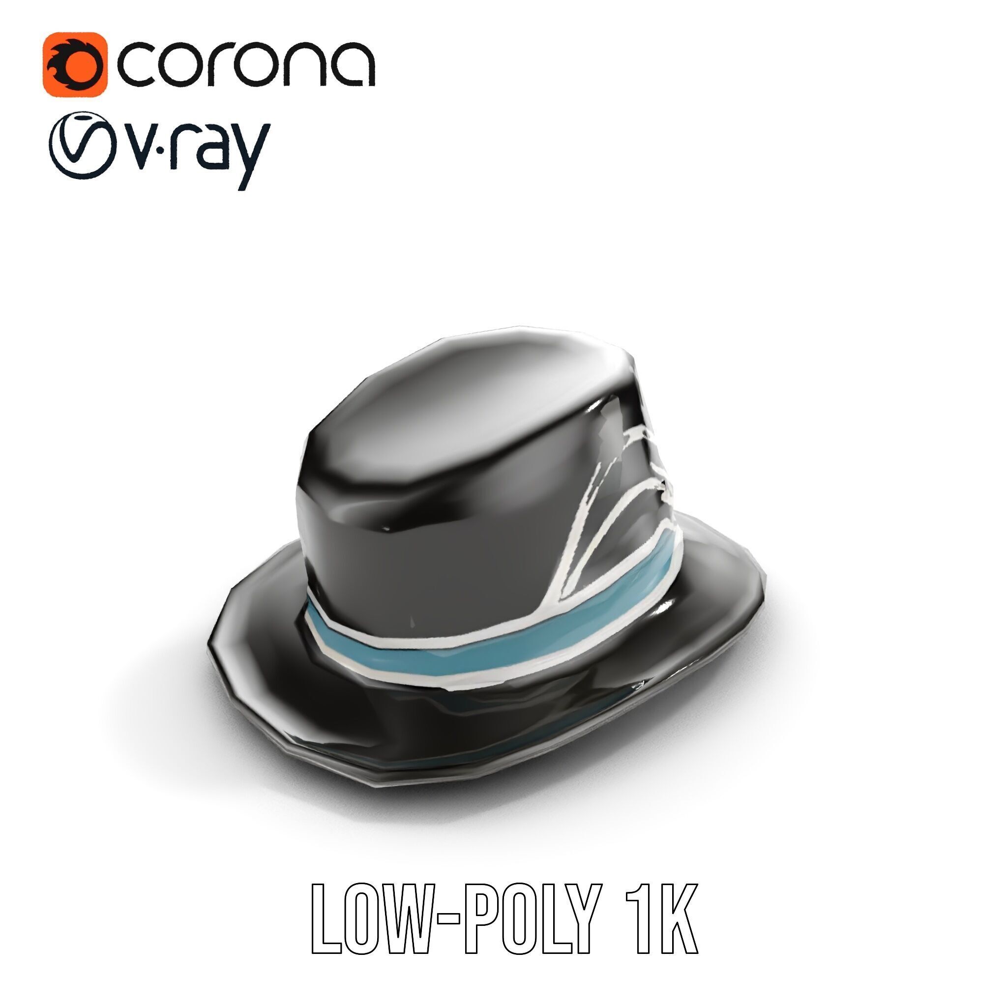 Elegant Fedora Hat Model Pack Low-poly 3D model_20