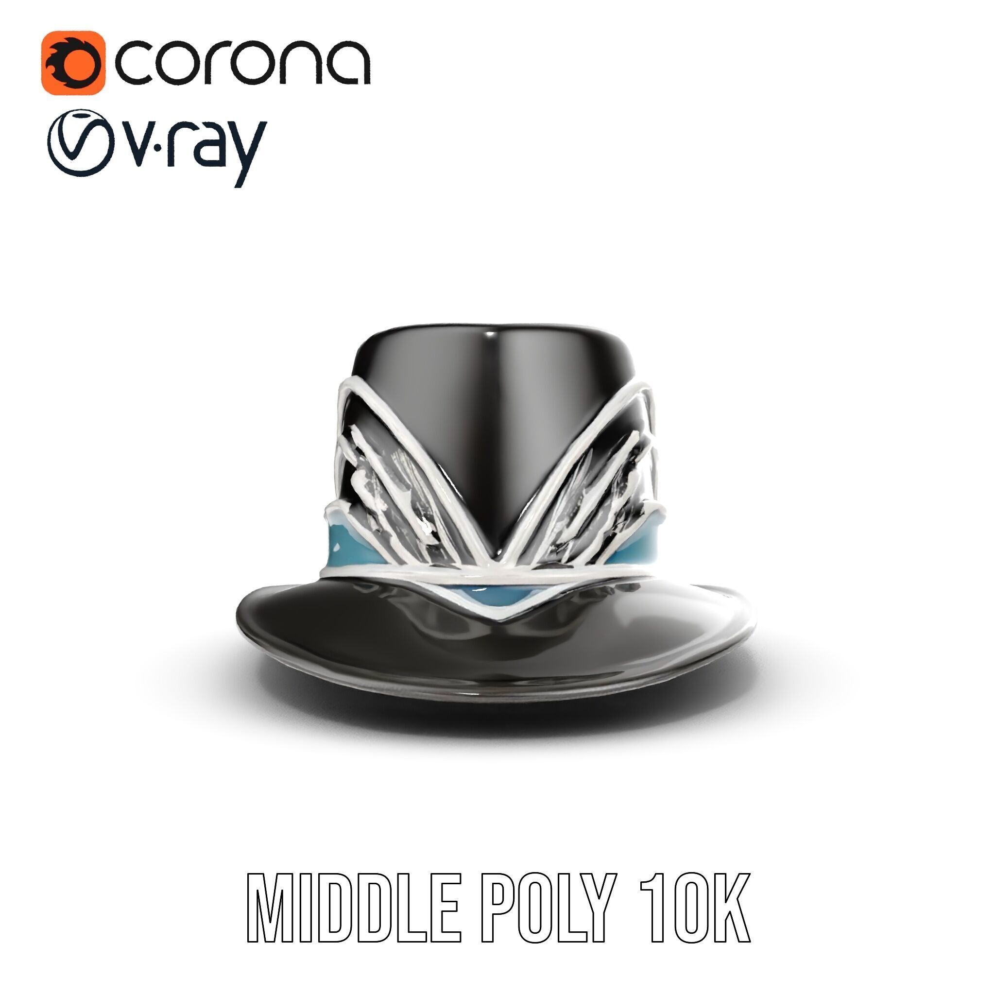 Elegant Fedora Hat Model Pack Low-poly 3D model_12