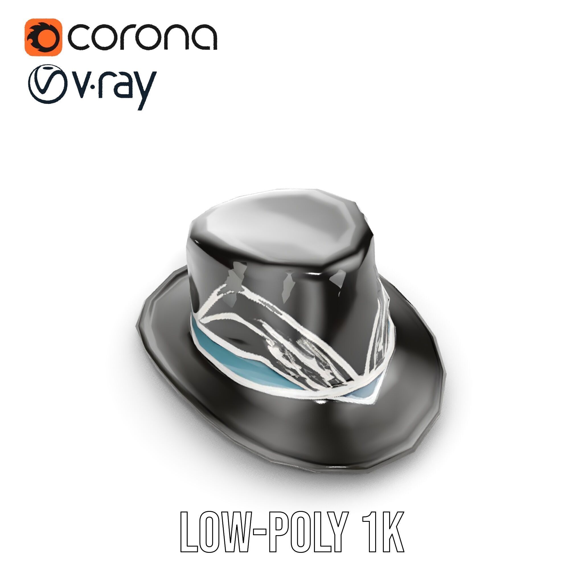 Elegant Fedora Hat Model Pack Low-poly 3D model_13