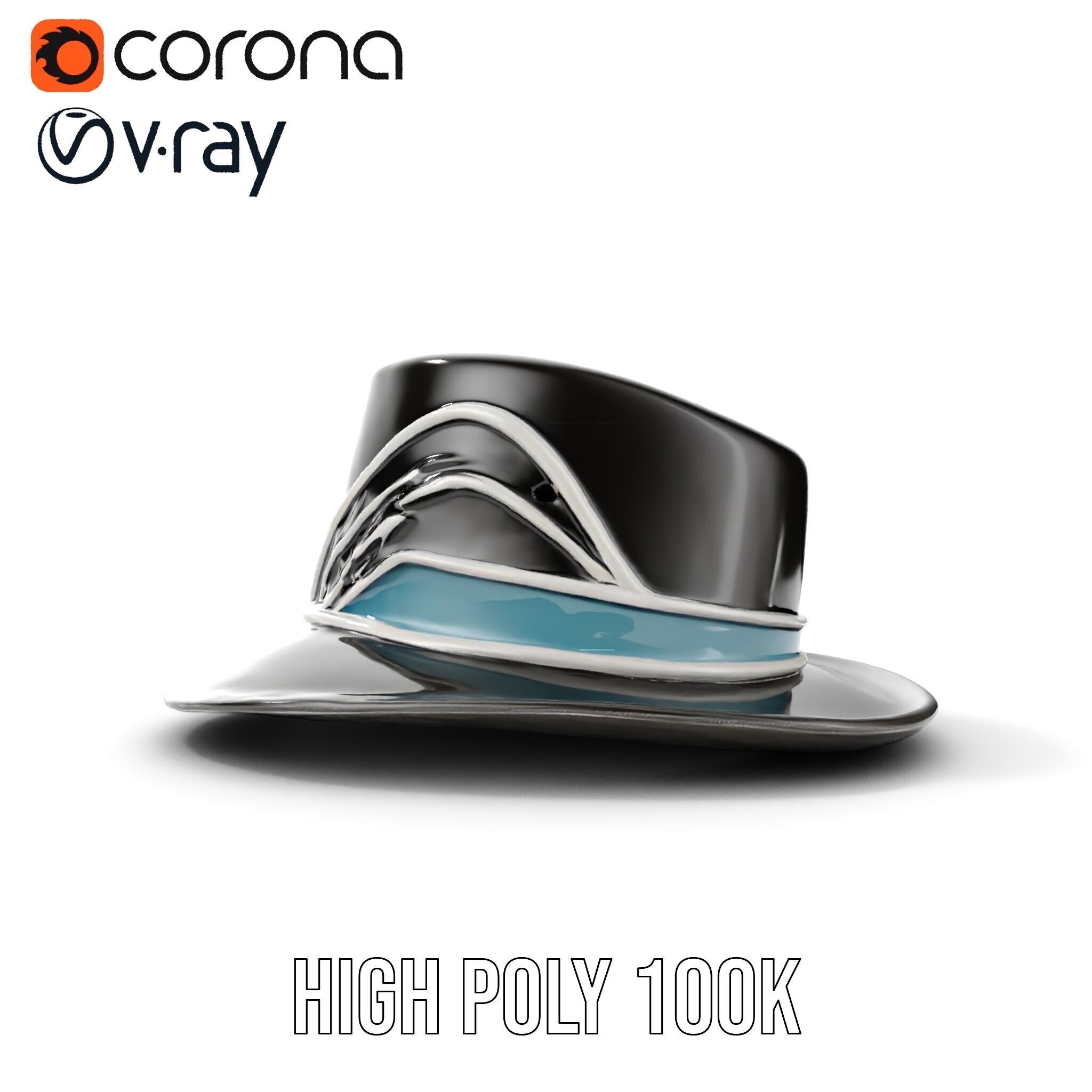 Elegant Fedora Hat Model Pack Low-poly 3D model_21