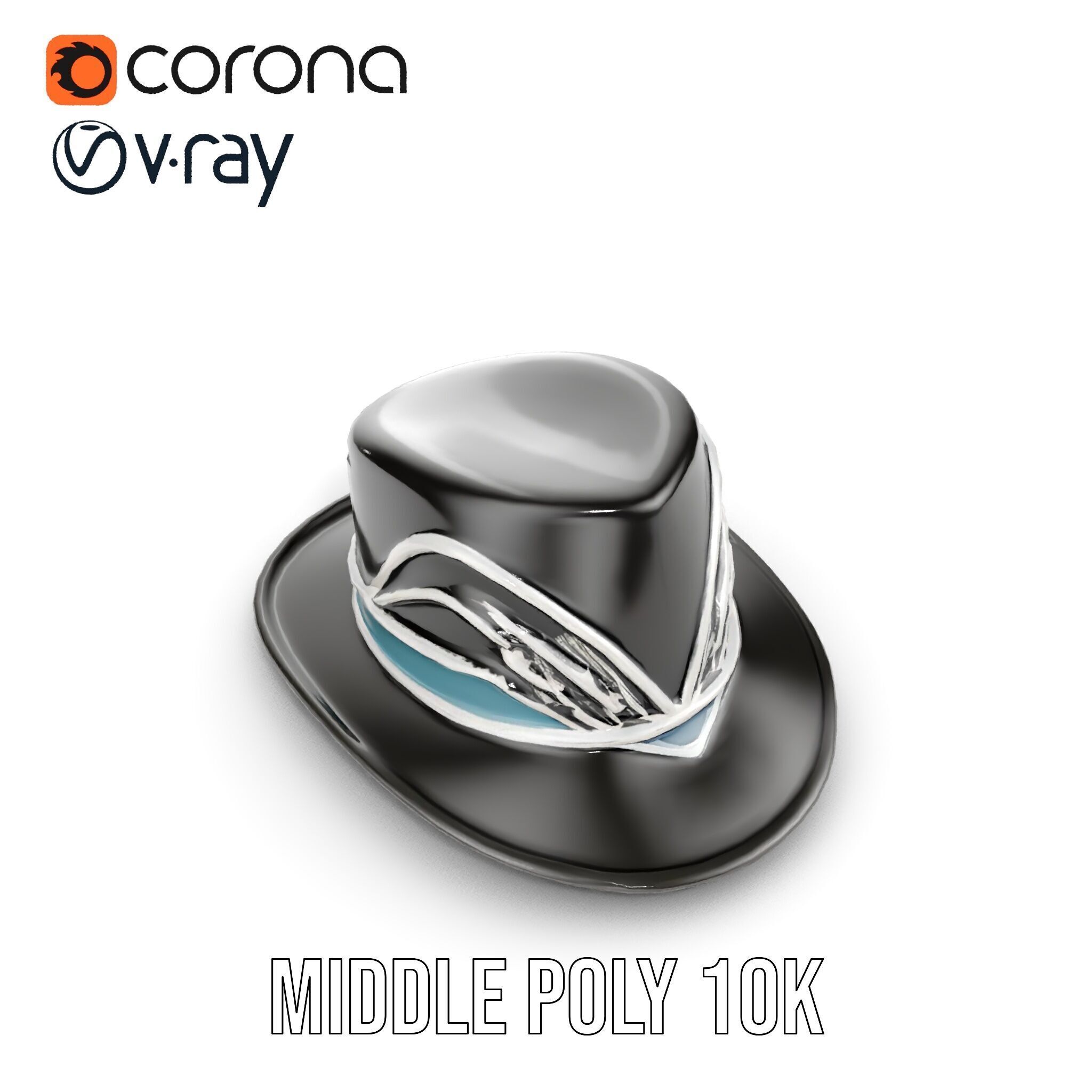 Elegant Fedora Hat Model Pack Low-poly 3D model_9