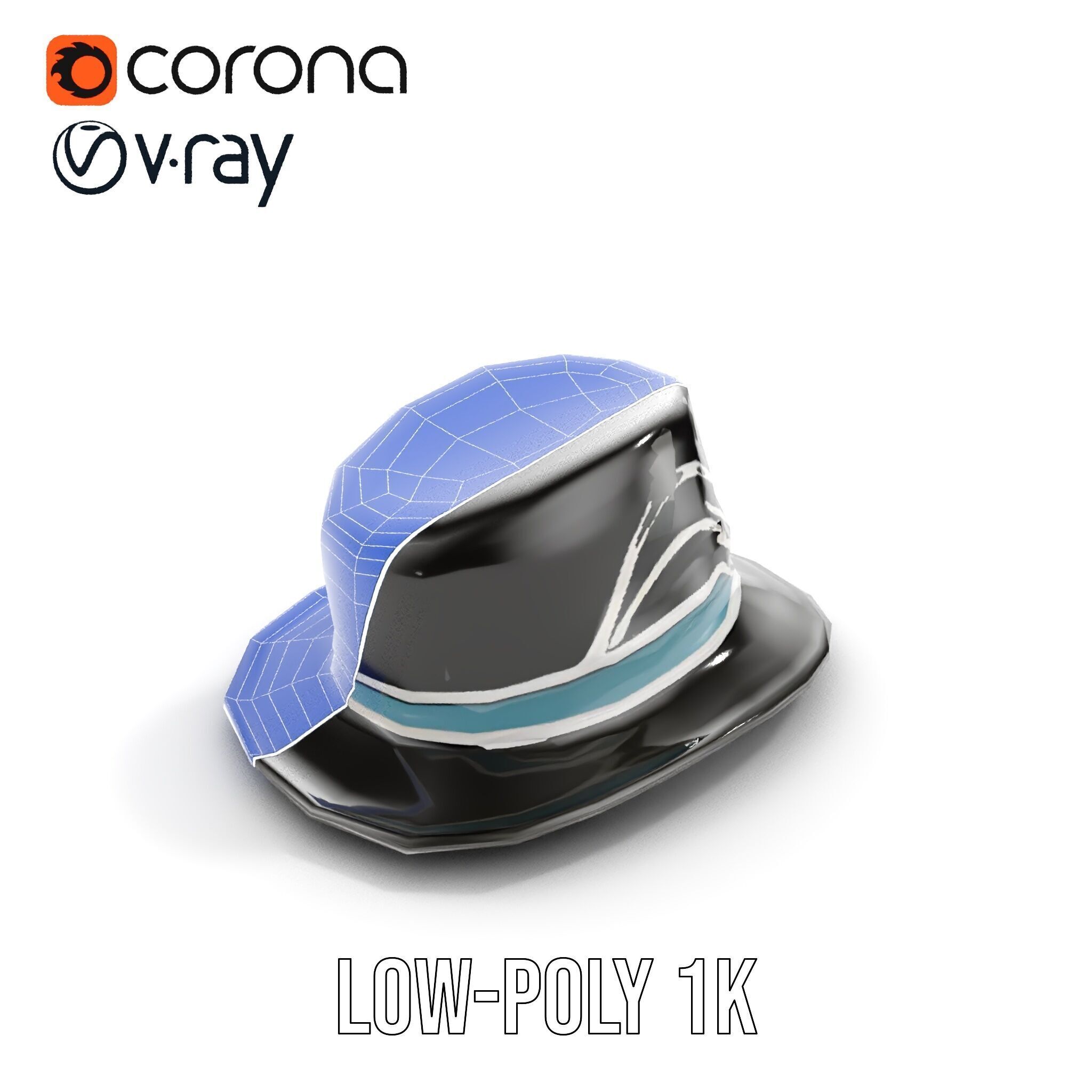 Elegant Fedora Hat Model Pack Low-poly 3D model_26