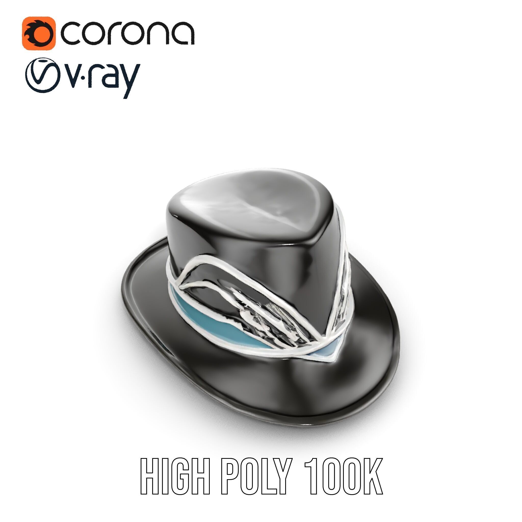 Elegant Fedora Hat Model Pack Low-poly 3D model_29