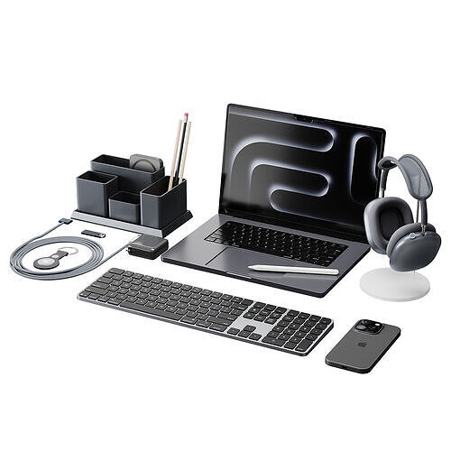  Set of Apple equipment 01 3D model