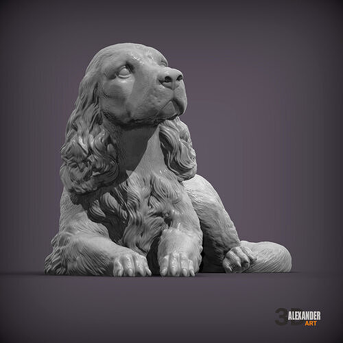 English Cocker Spaniel lying down 3D print model