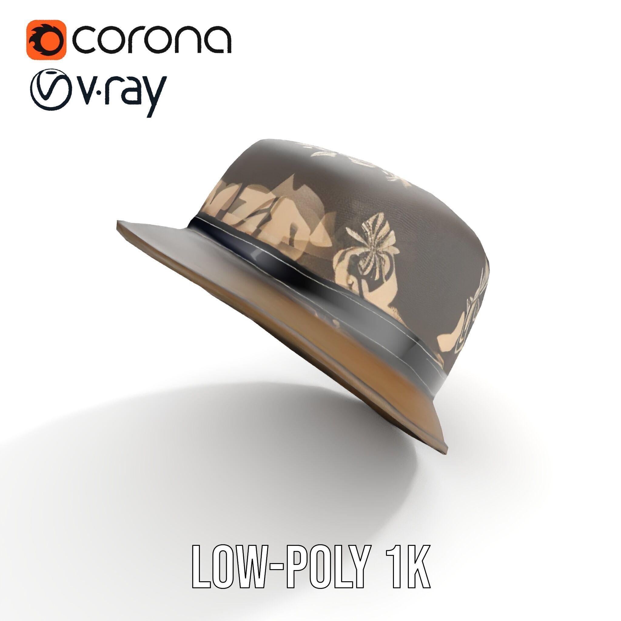 Decorative Fedora Hat D Model Pack Low-poly 3D model_7