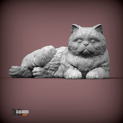 Persian cat lying down 3D print model