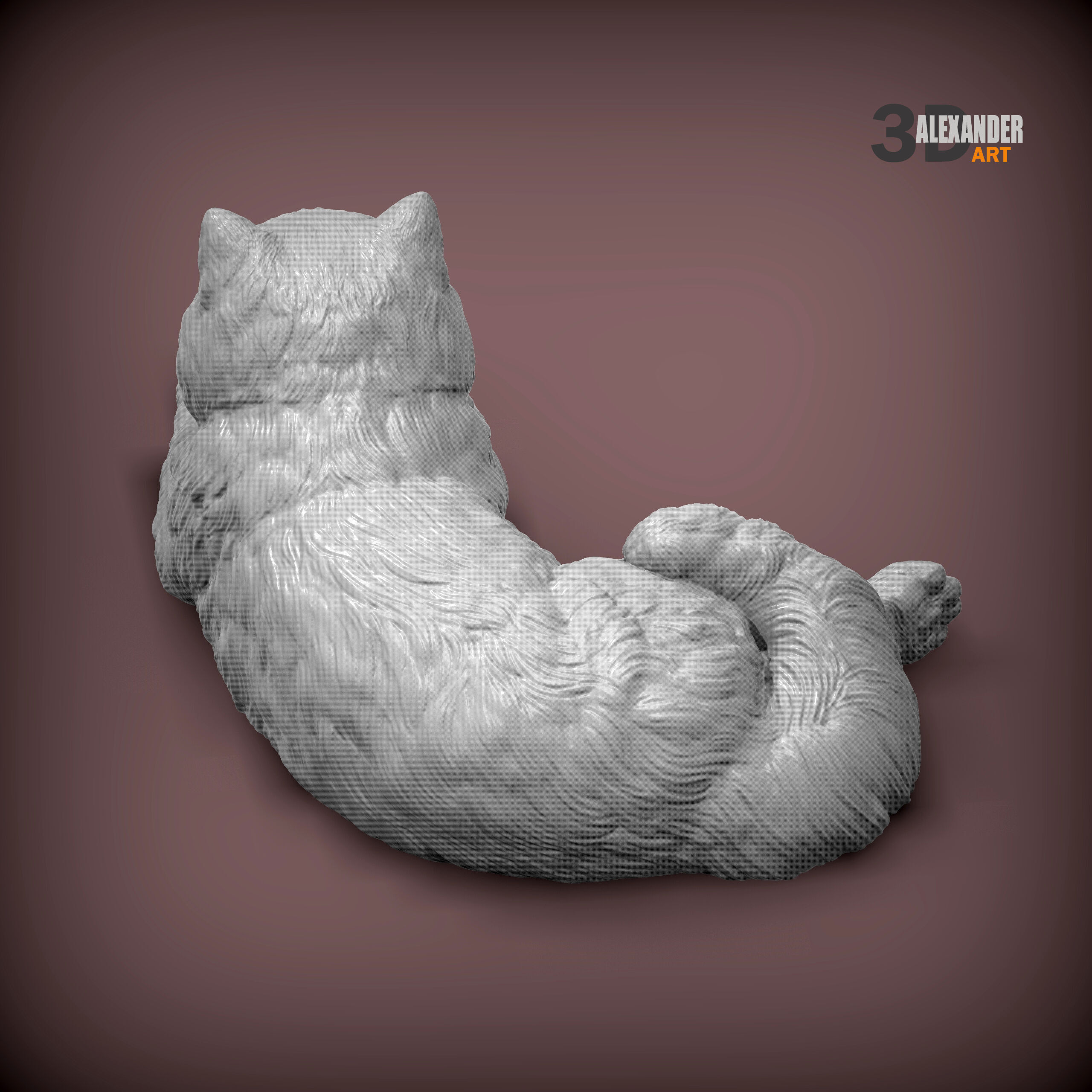 Persian cat lying down 3D print model_6