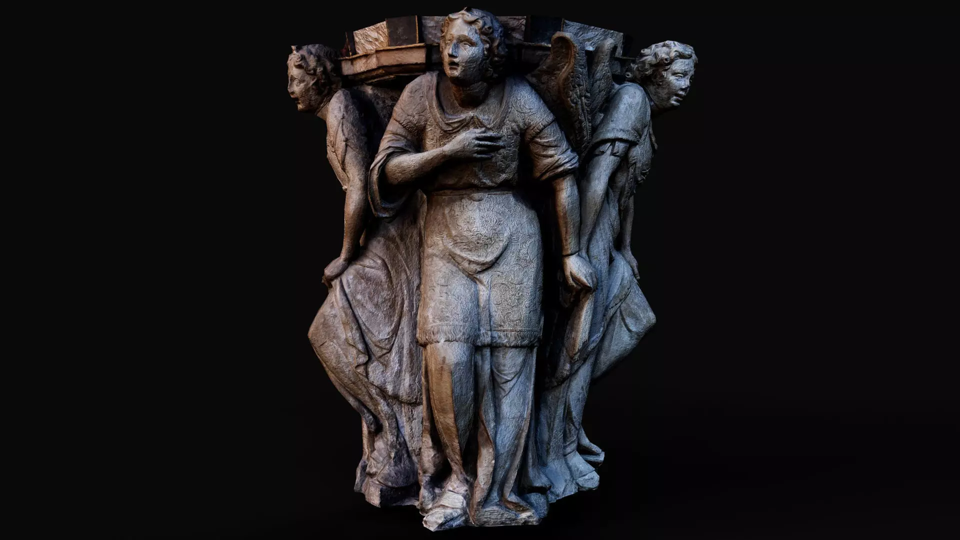 ancient column top part sculpture figures PBR photogrammetry Low-poly 3D model