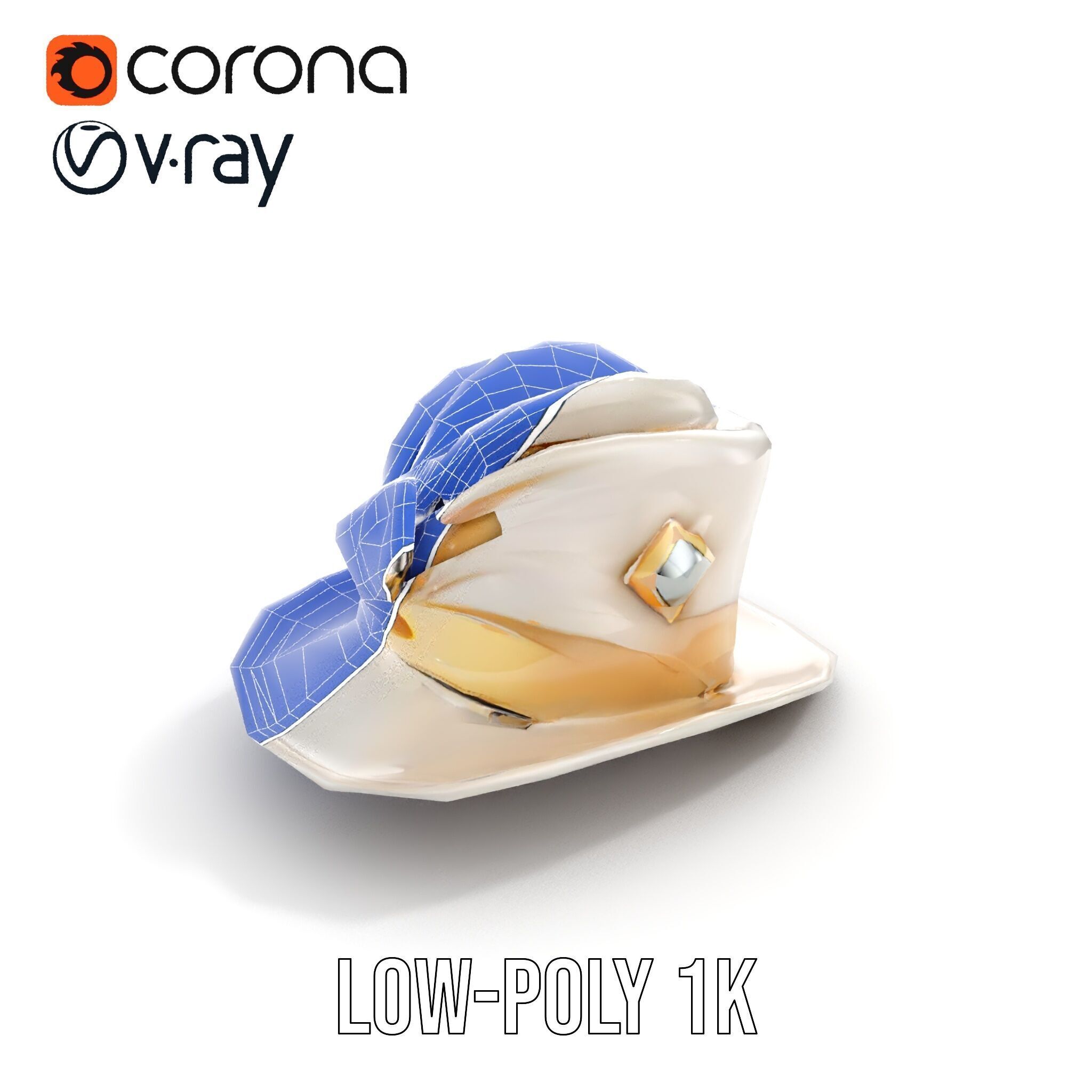 Elegant Vintage Hat with Decorative Accents Model Pack Low-poly 3D model_16