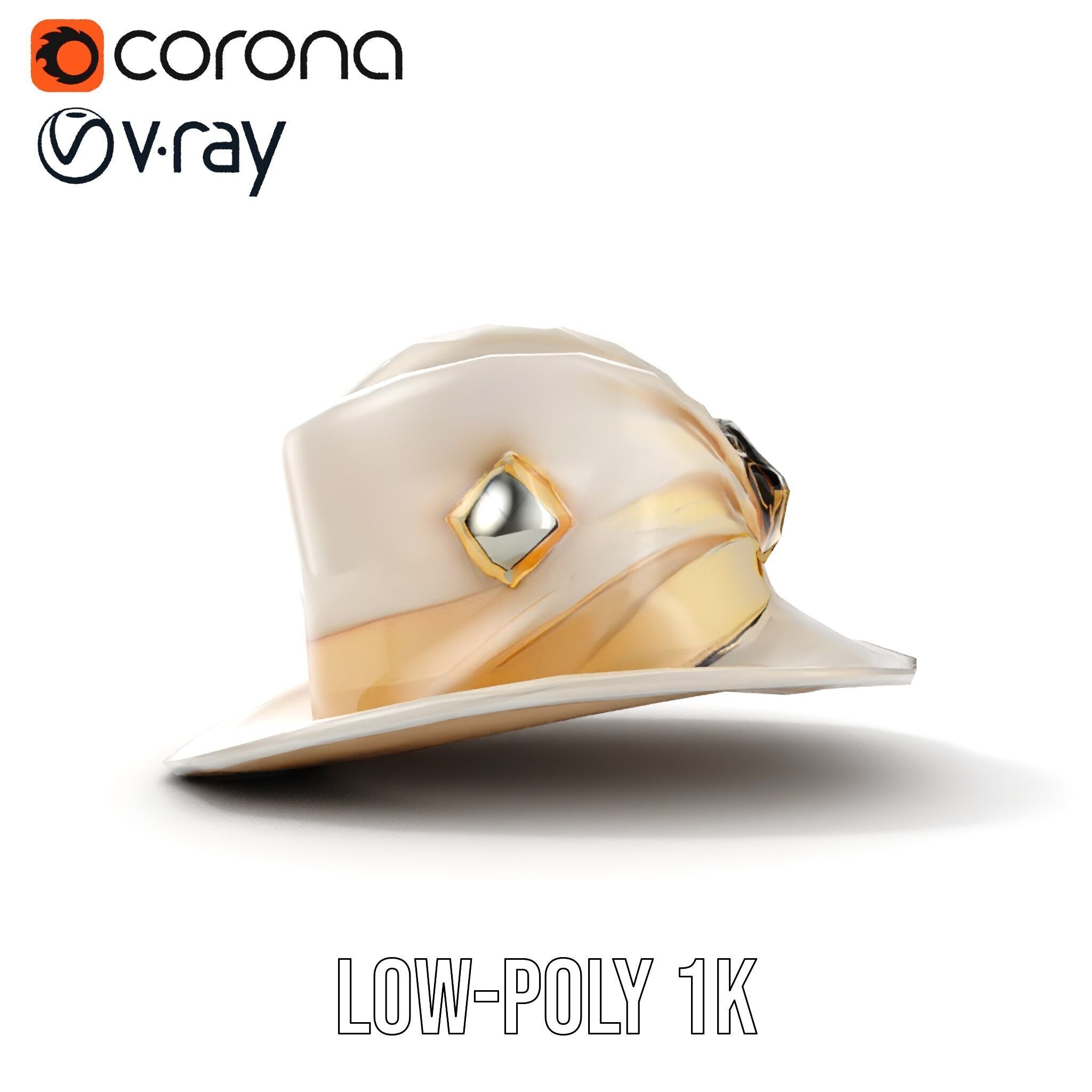 Elegant Vintage Hat with Decorative Accents Model Pack Low-poly 3D model_13