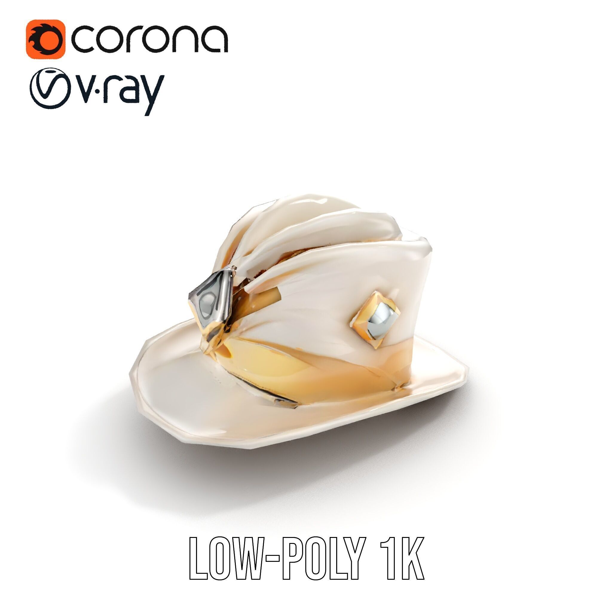 Elegant Vintage Hat with Decorative Accents Model Pack Low-poly 3D model_7