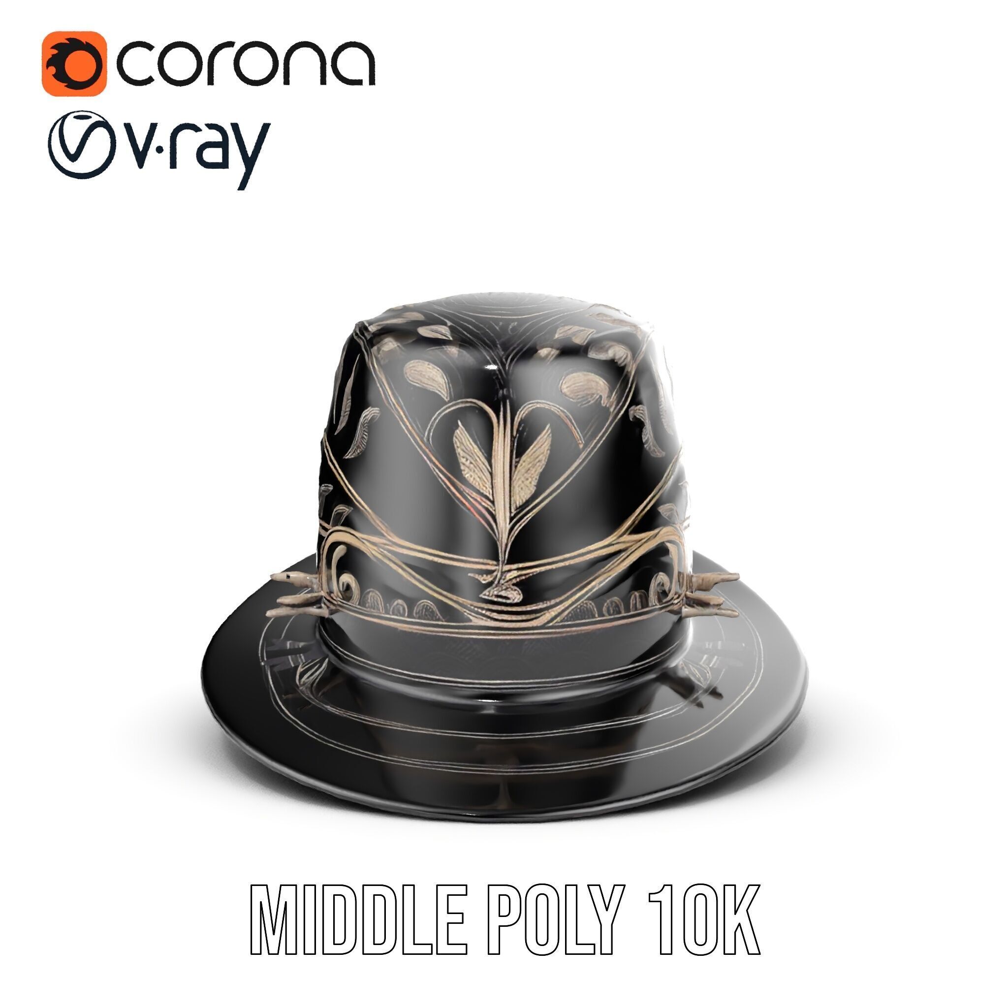 Elegant Decorative Hat Model Pack Low-poly 3D model_6