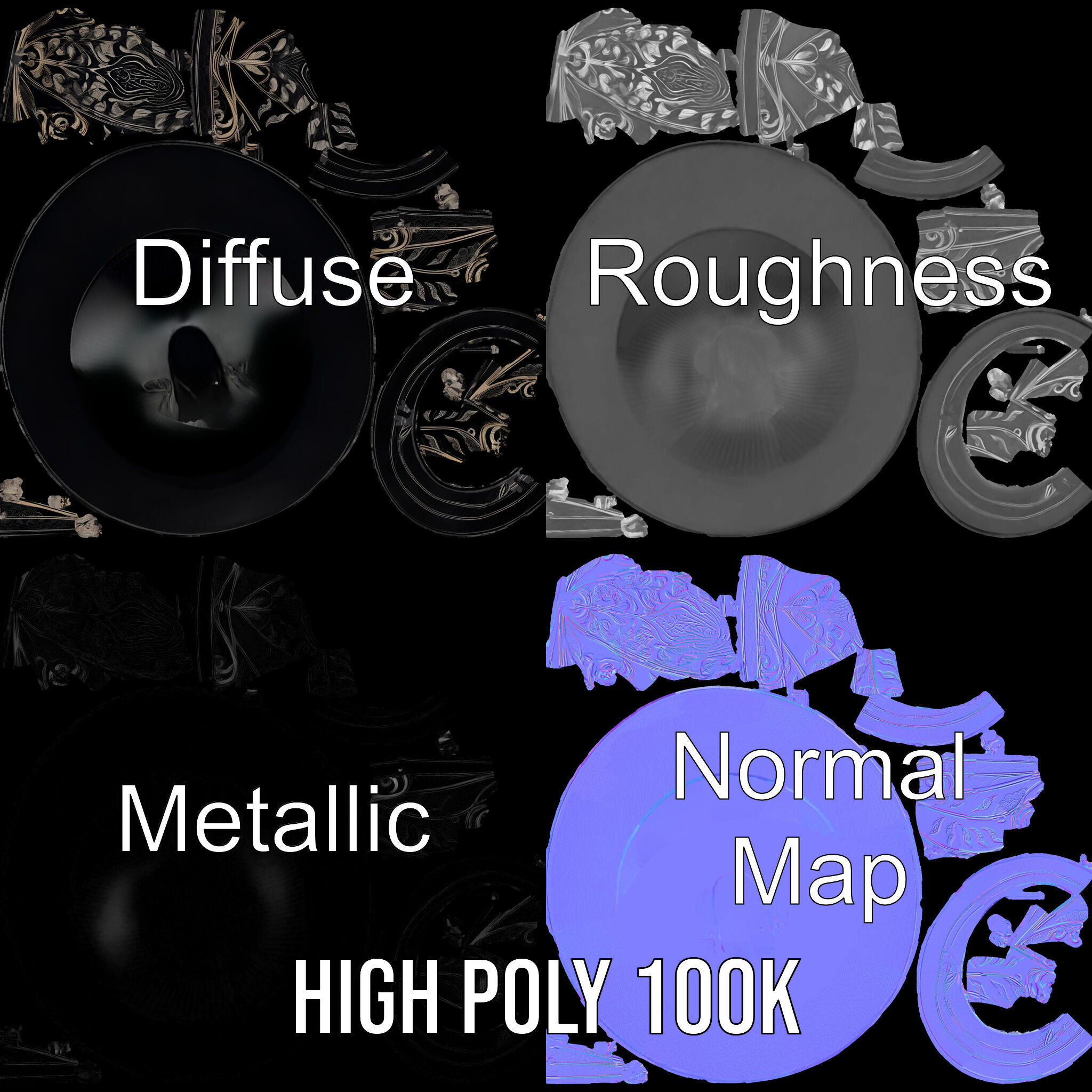 Elegant Decorative Hat Model Pack Low-poly 3D model_3