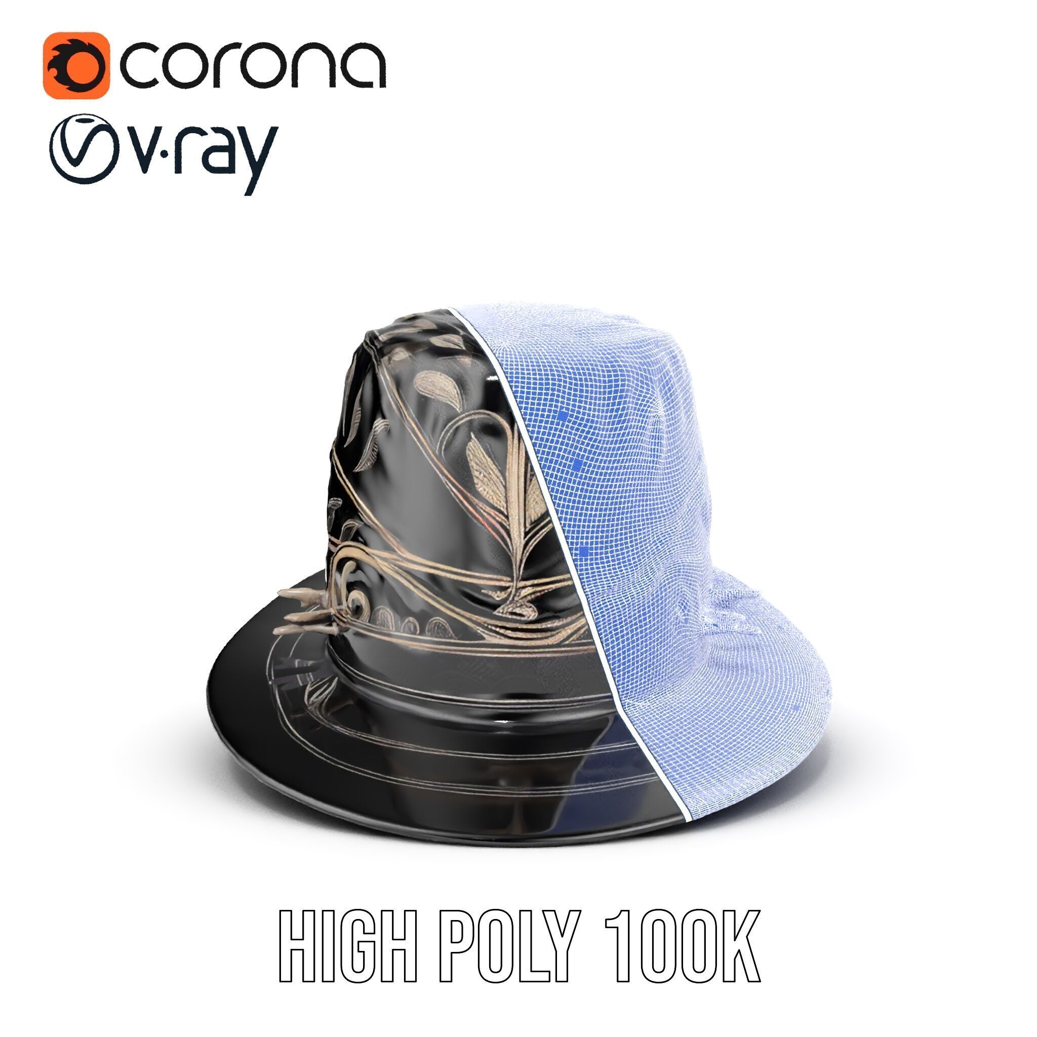 Elegant Decorative Hat Model Pack Low-poly 3D model_38