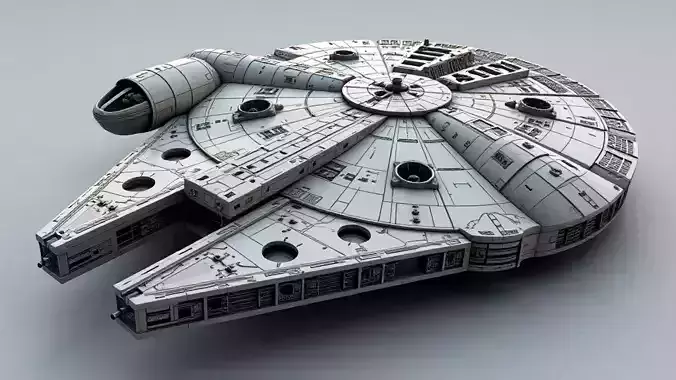 Millennium Falcon with Interior Star Wars 3D Model Low-poly 3D model