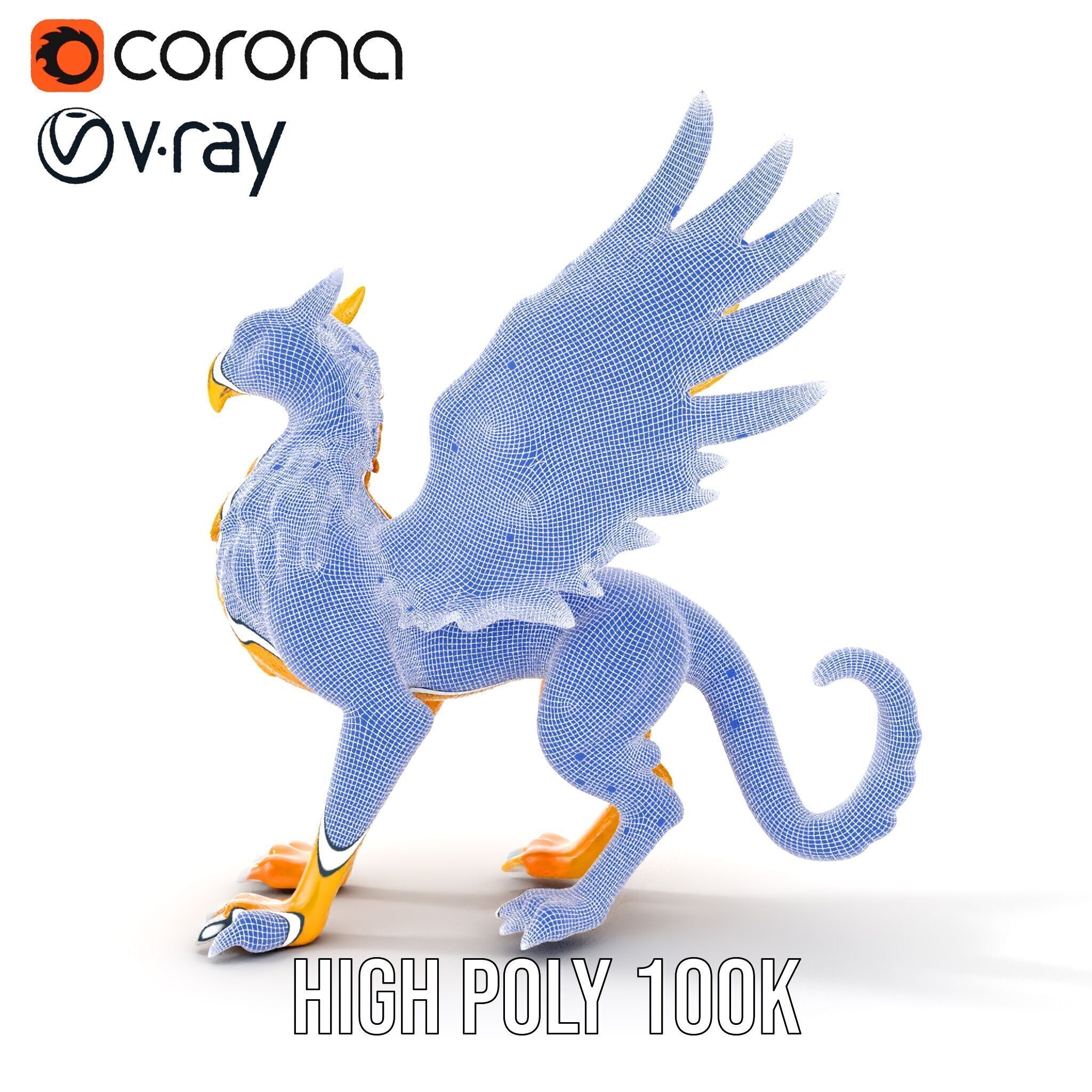 Golden Griffin Model Pack for Game and Animation Low-poly 3D model_30