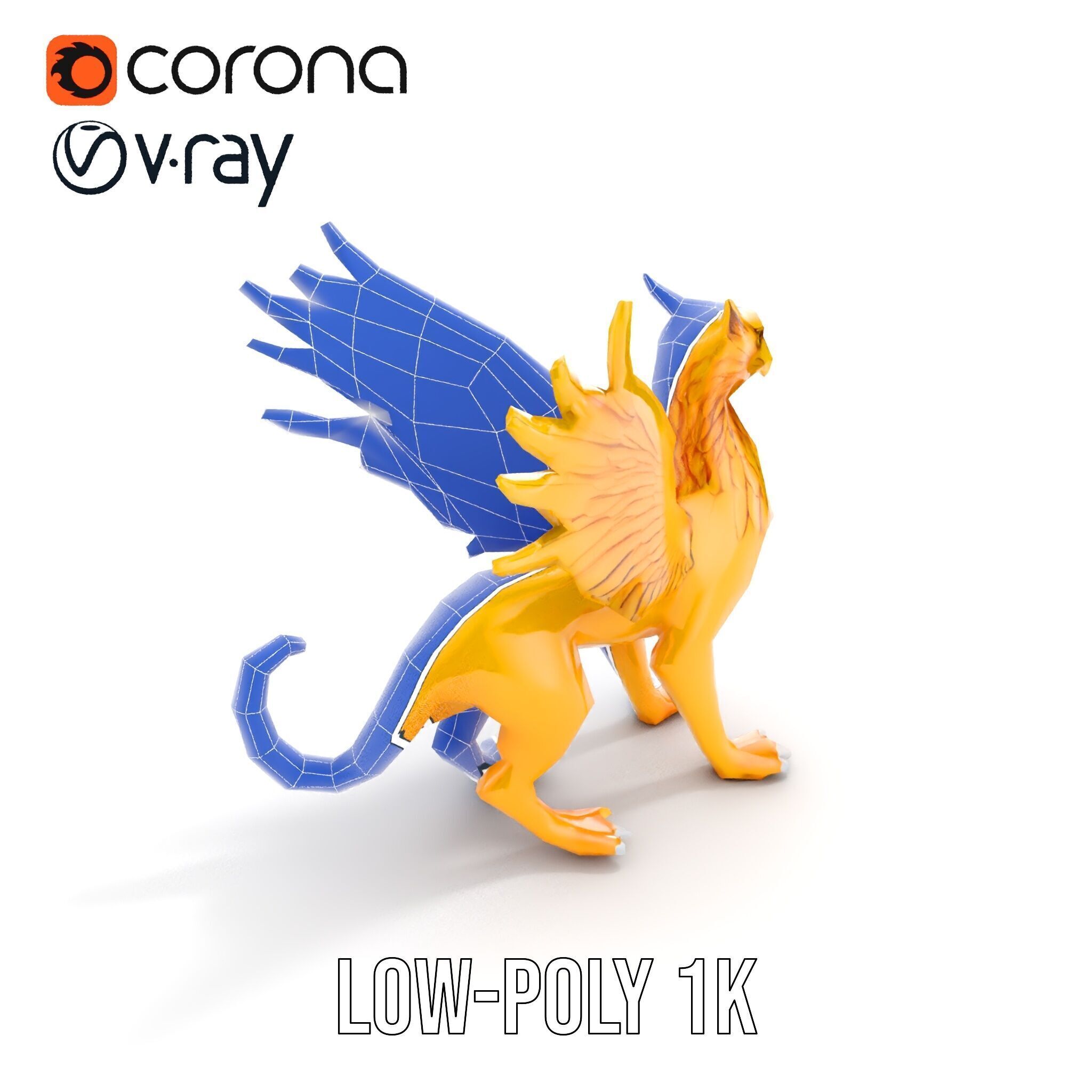 Golden Griffin Model Pack for Game and Animation Low-poly 3D model_24