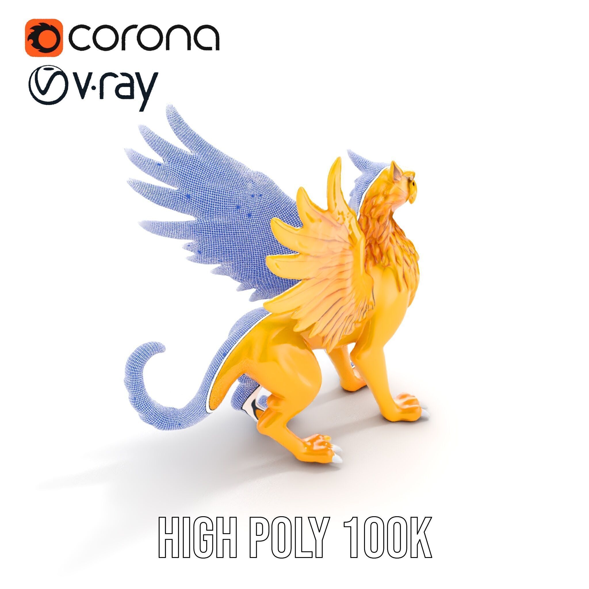 Golden Griffin Model Pack for Game and Animation Low-poly 3D model_35