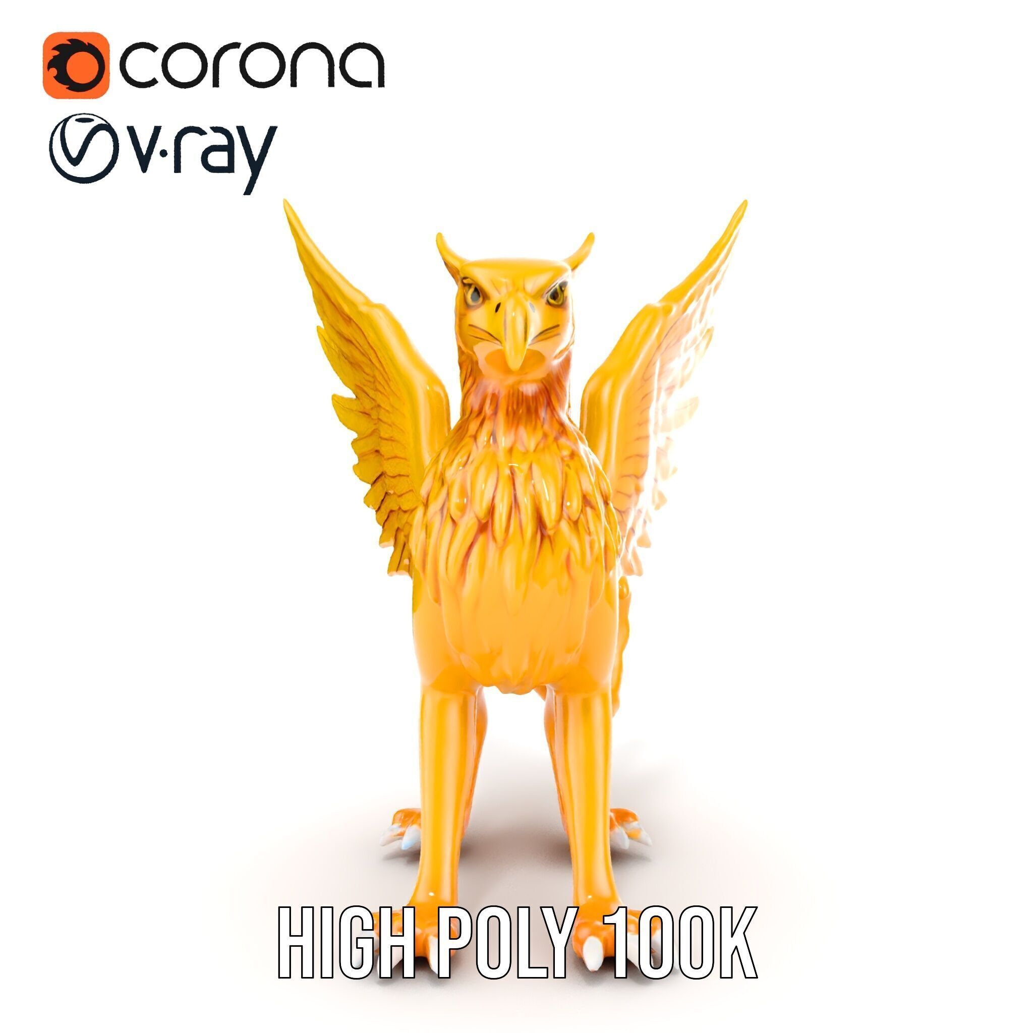Golden Griffin Model Pack for Game and Animation Low-poly 3D model_37