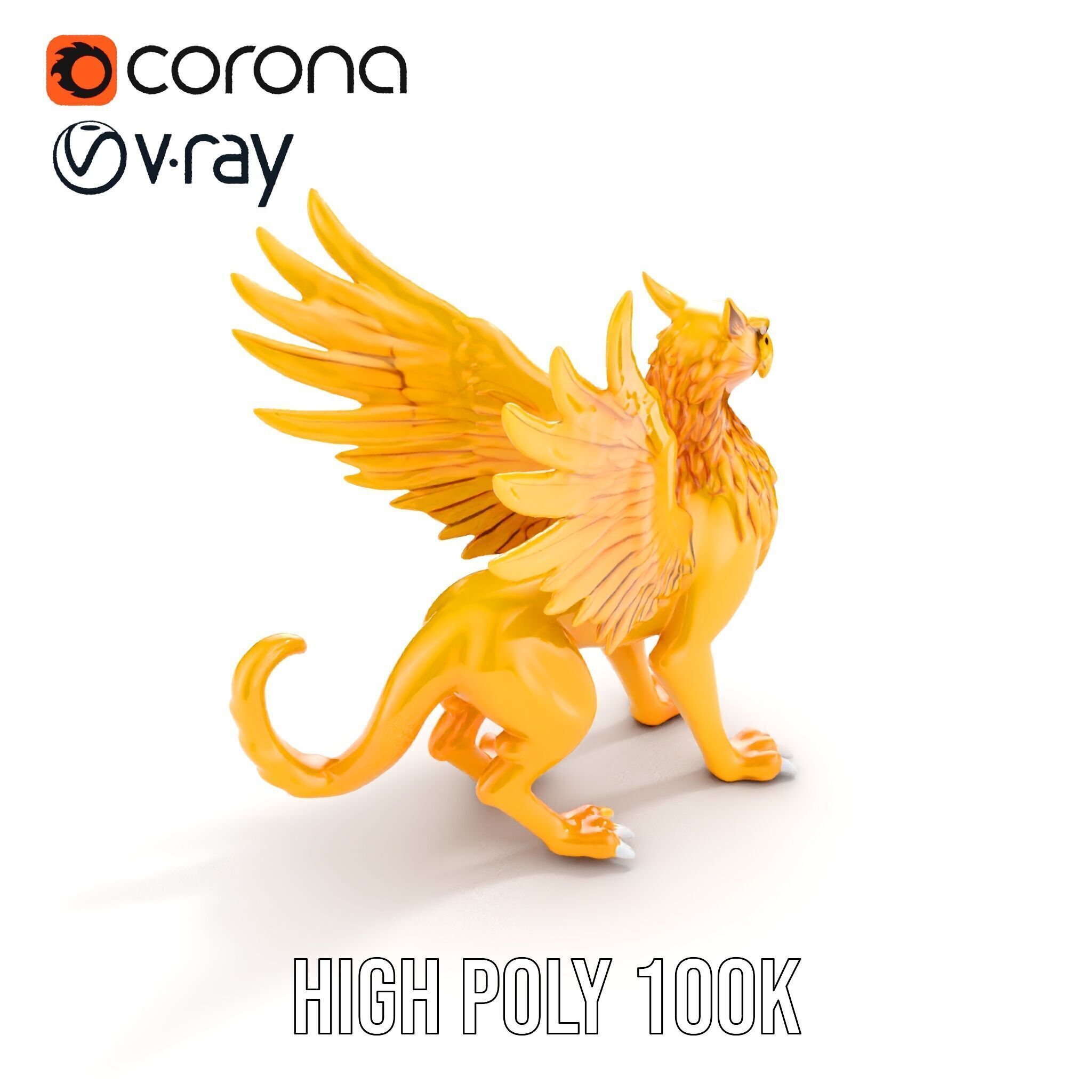 Golden Griffin Model Pack for Game and Animation Low-poly 3D model_19