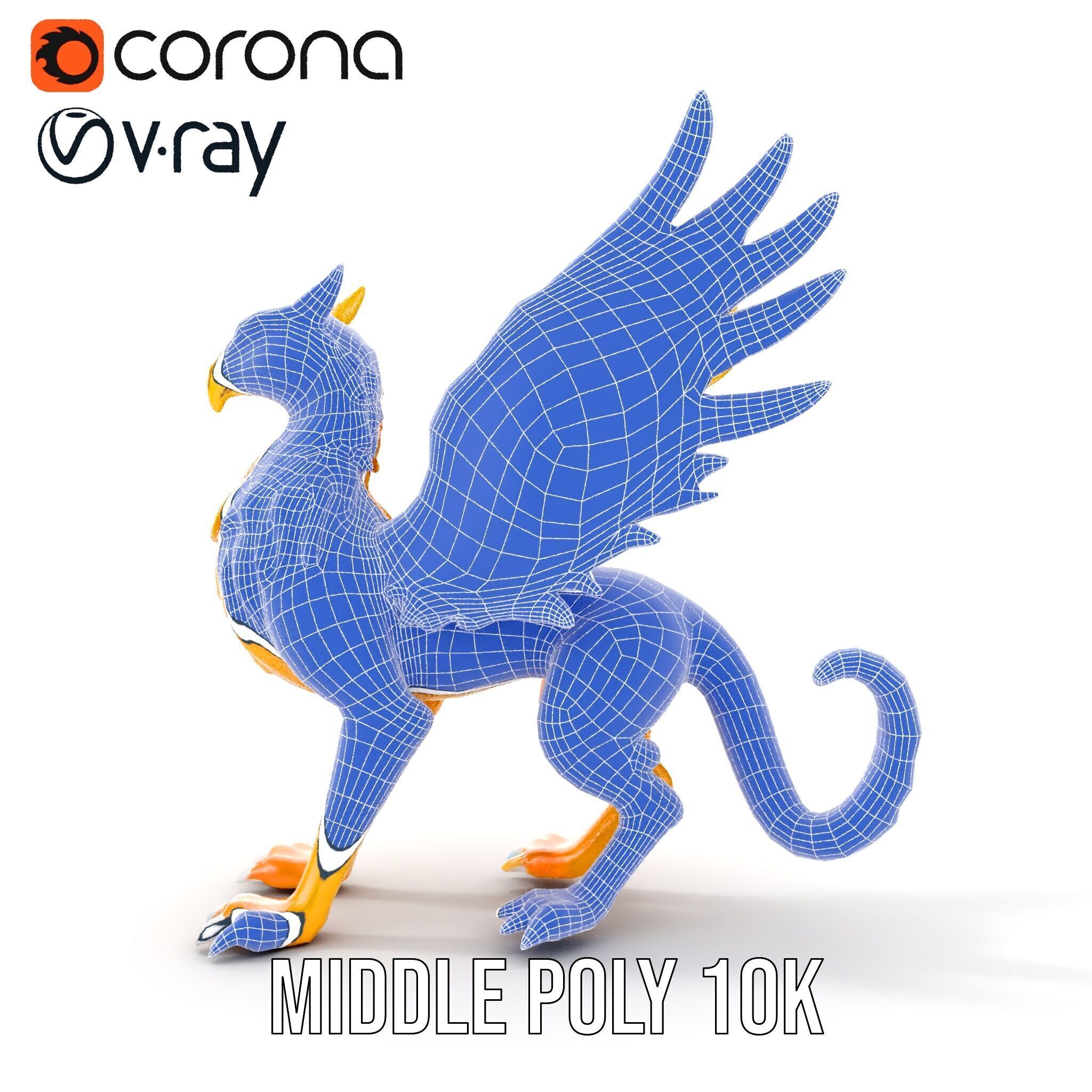 Golden Griffin Model Pack for Game and Animation Low-poly 3D model_31